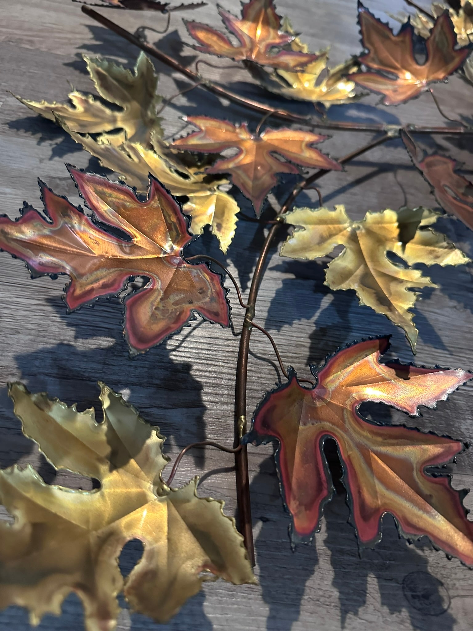 1982 Torch-Cut Metal Leaf Sculpture - 53" - Signed - 16