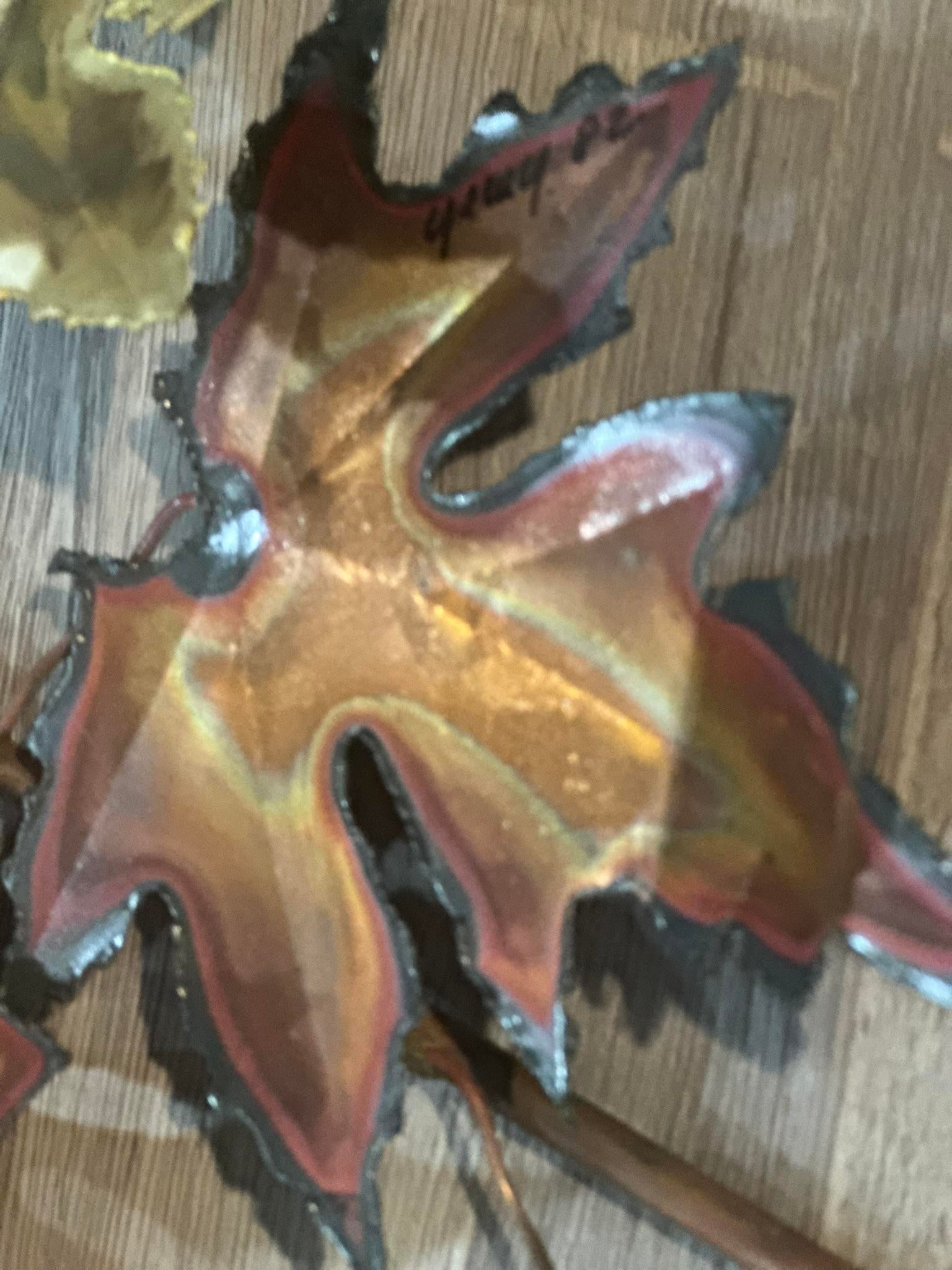 1982 Torch-Cut Metal Leaf Sculpture - 53" - Signed - 2