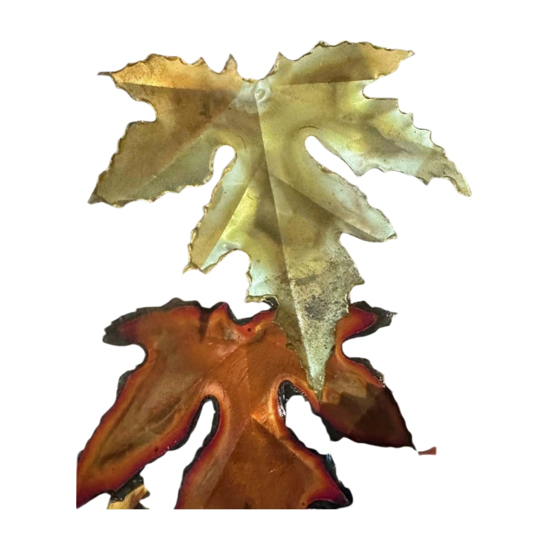 1982 Torch-Cut Metal Leaf Sculpture - 53" - Signed - 4