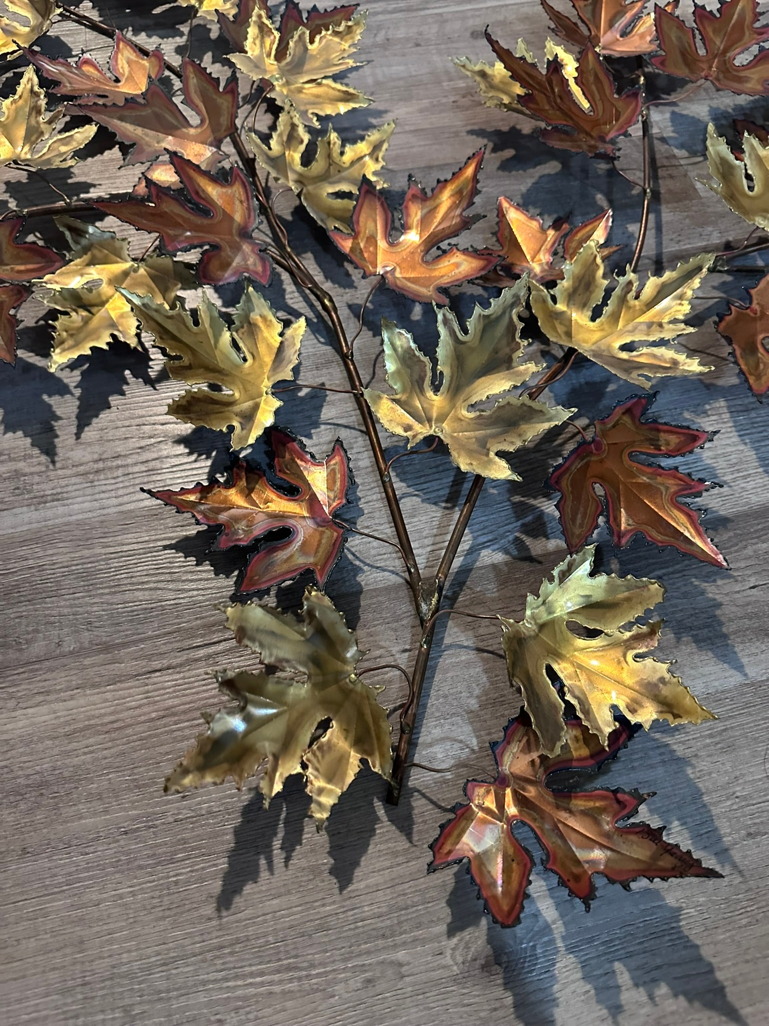 1982 Torch-Cut Metal Leaf Sculpture - 53" - Signed - 6