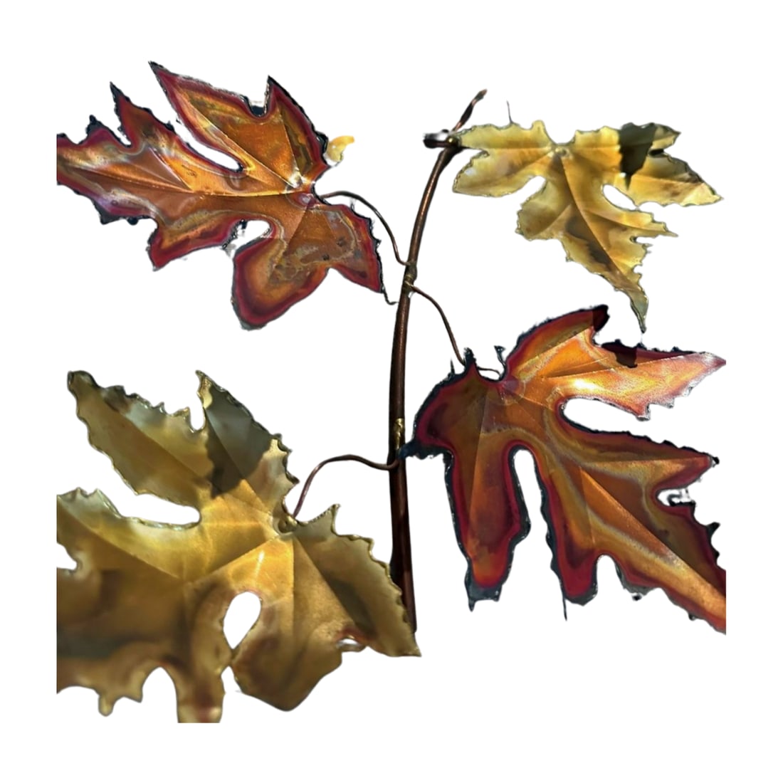 1982 Torch-Cut Metal Leaf Sculpture - 53" - Signed - 8