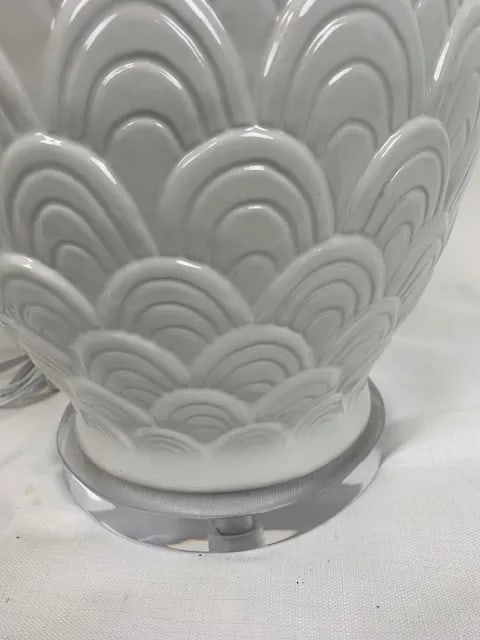 Vintage Large Ceramic Scallop Pattern Table Lamps - a Pair - 7