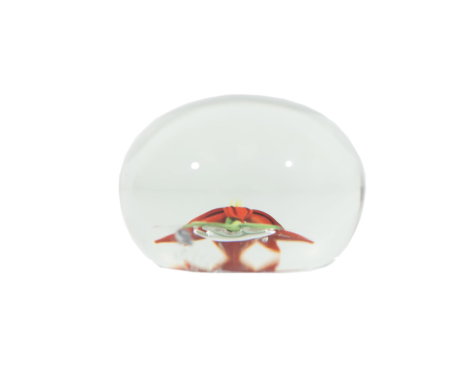 Paul Stankard 1972 Art Glass Red Flower Paperweight - 2