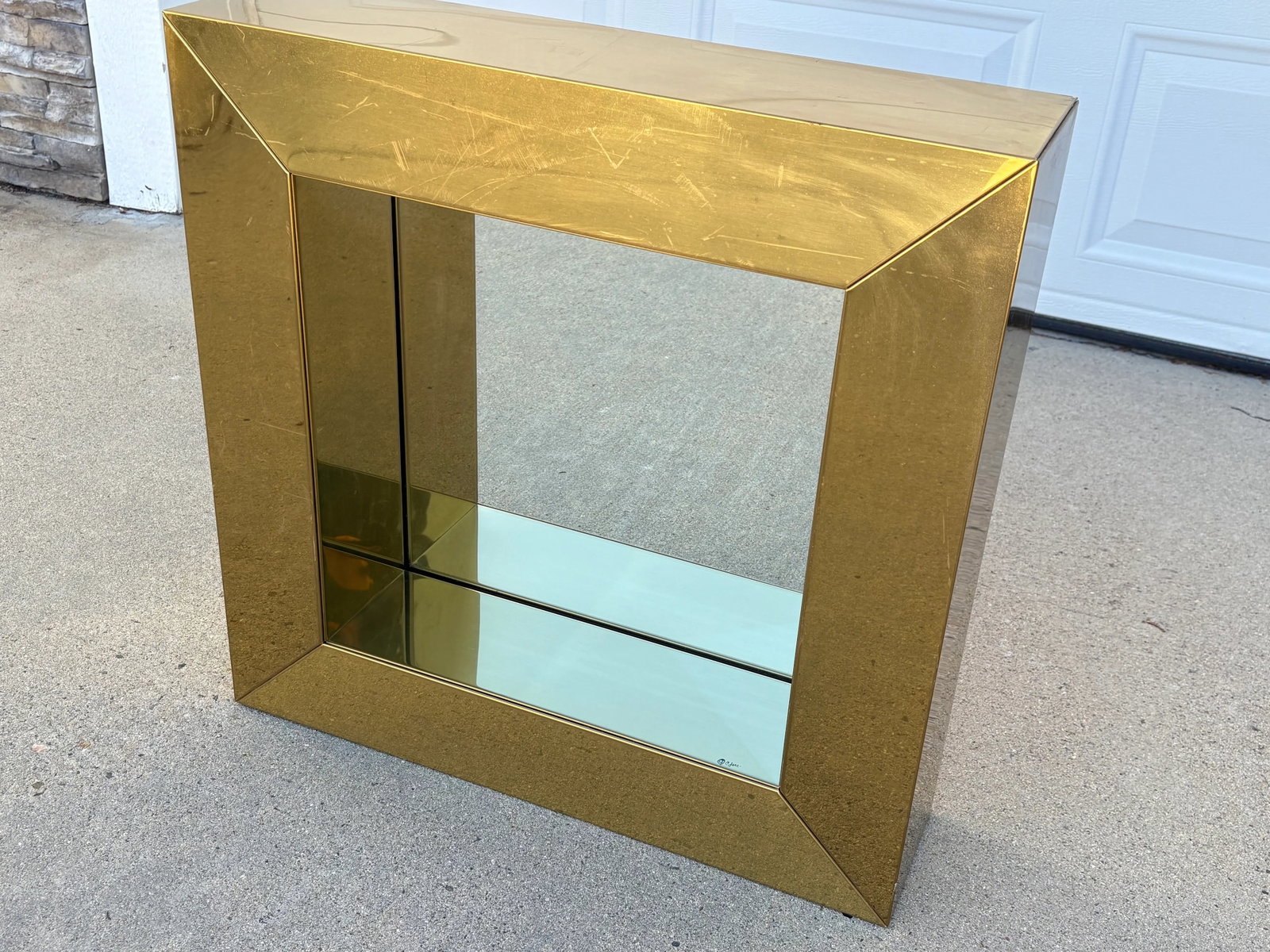 Vintage Curtis Jere Square Brass Mirror - 2
