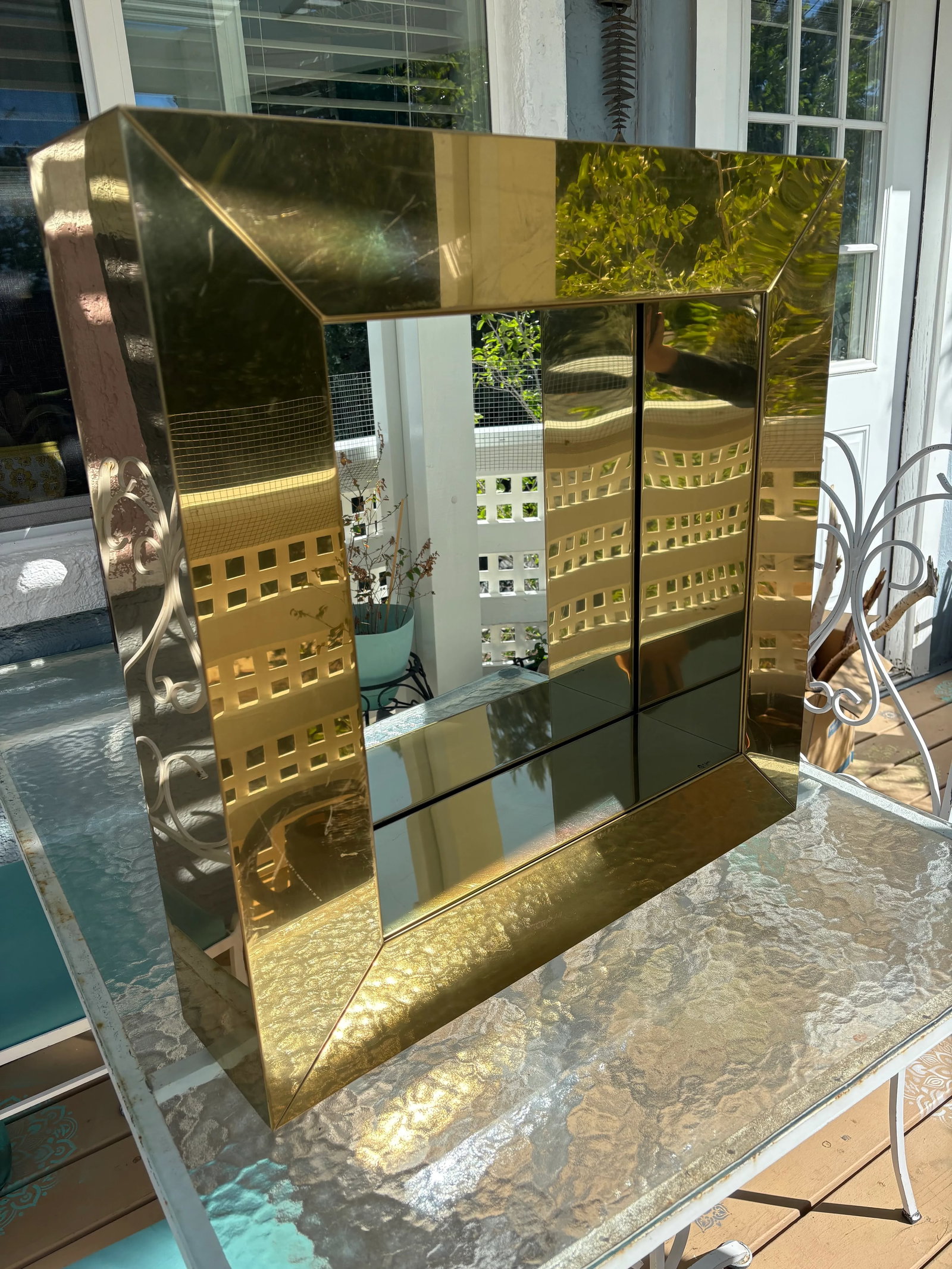 Vintage Curtis Jere Square Brass Mirror - 4