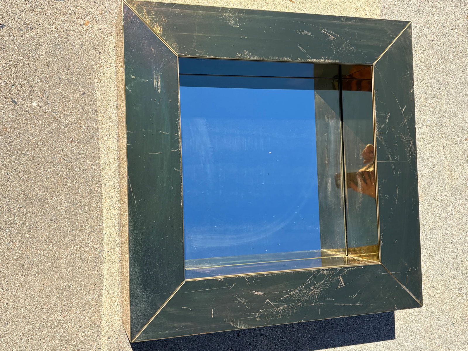 Vintage Curtis Jere Square Brass Mirror - 8