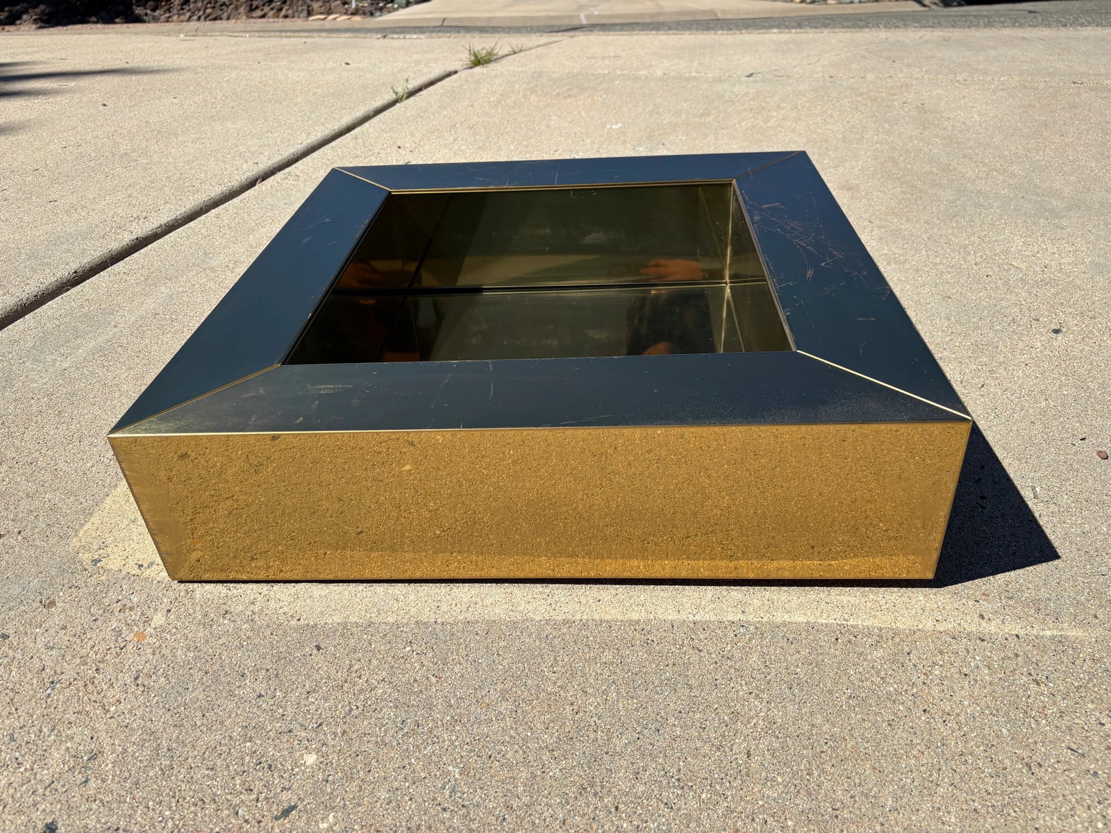 Vintage Curtis Jere Square Brass Mirror - 9