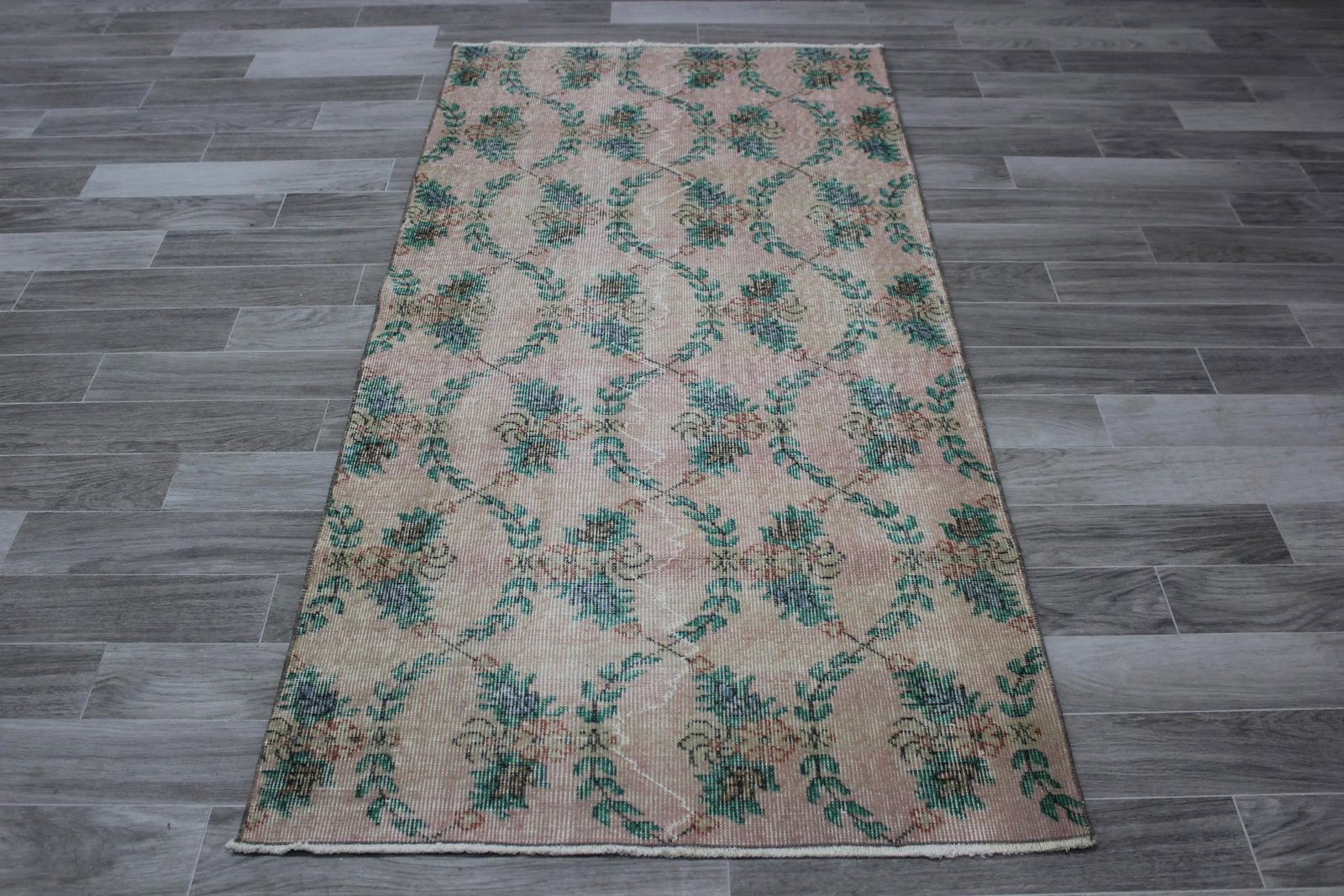 1970s Turkish Anatolian Handmade Floral Desing Runner Rug - 12