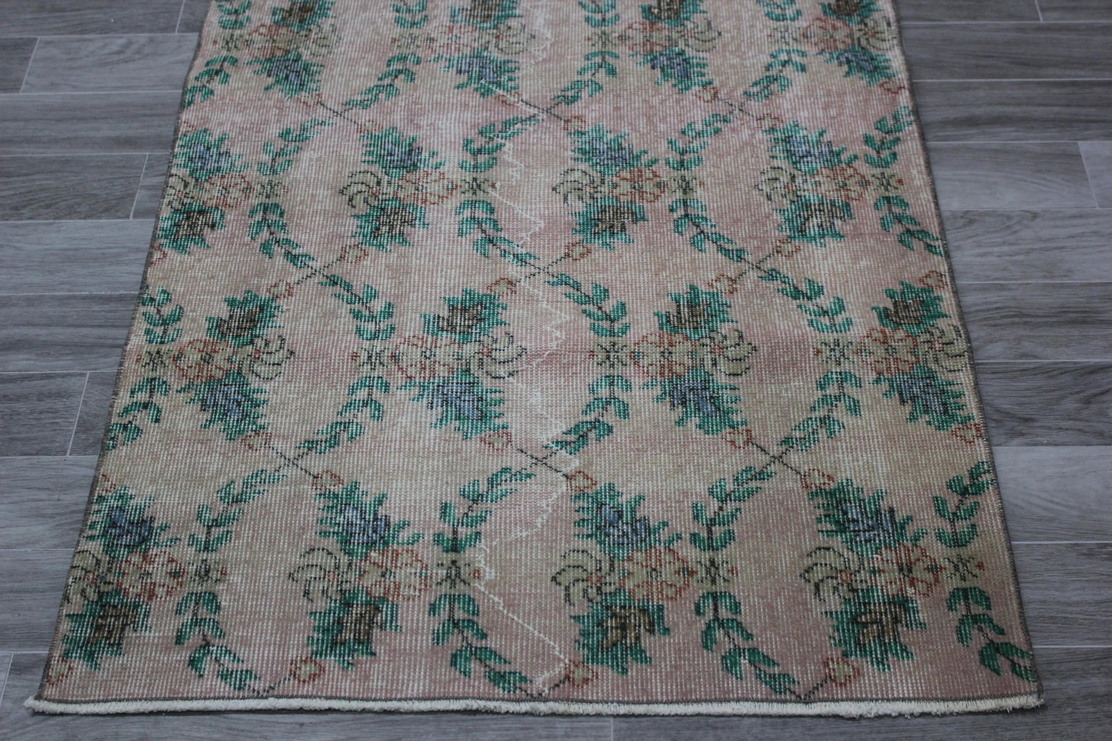 1970s Turkish Anatolian Handmade Floral Desing Runner Rug - 5