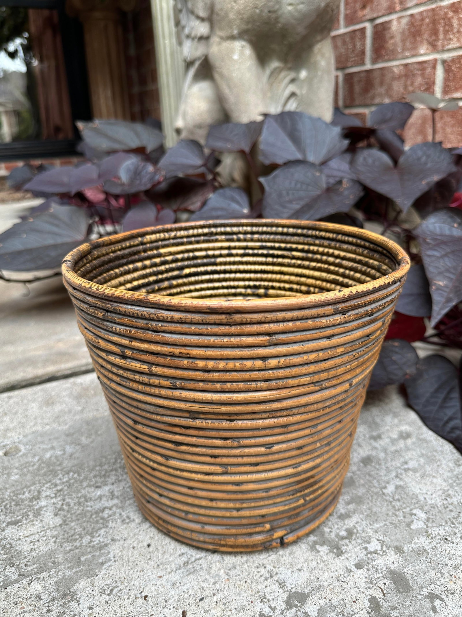 Mid Century Italian 1970s Vintage Gabriella Crespi Style Pencil Reed Planter - 2