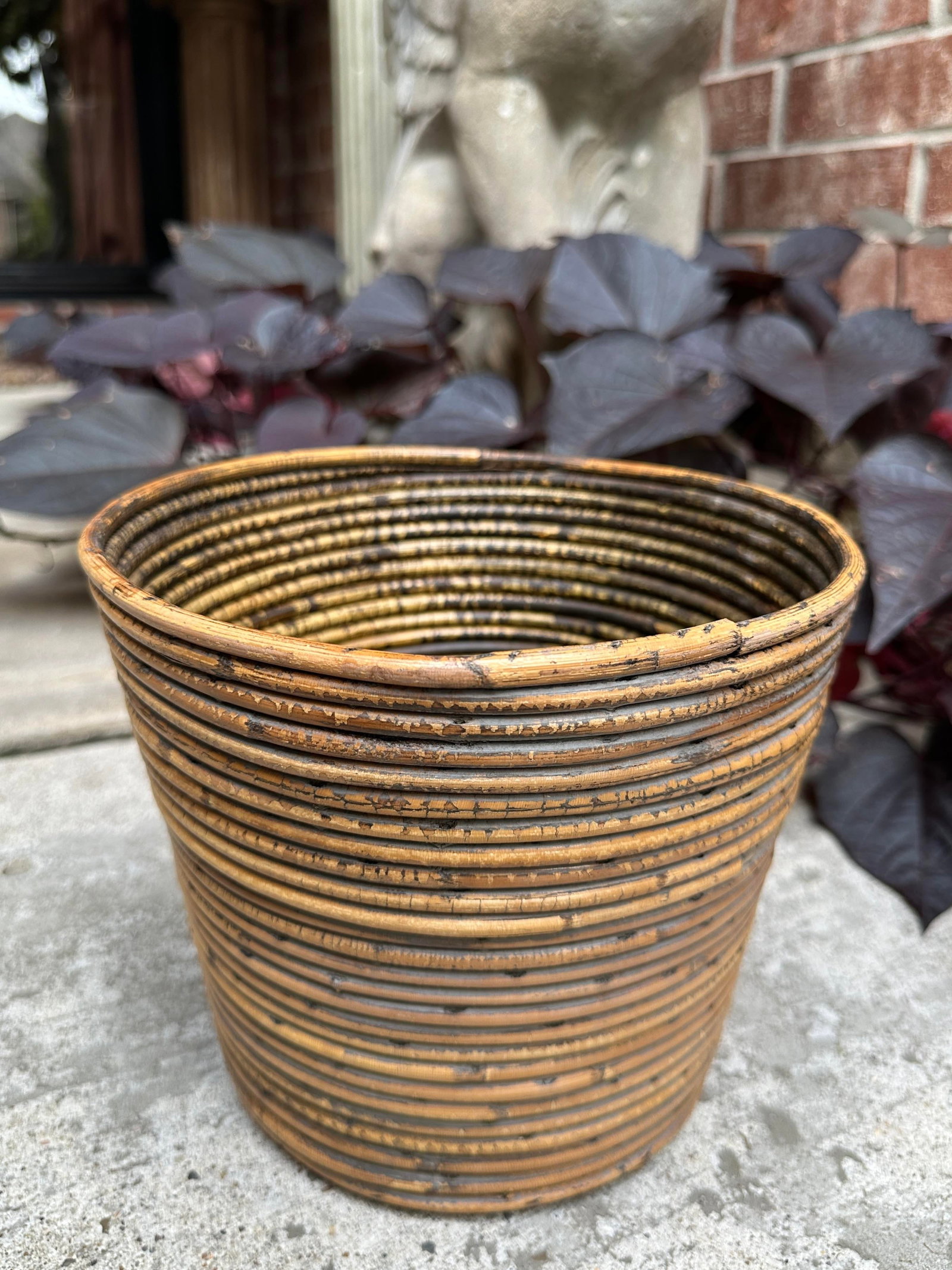 Mid Century Italian 1970s Vintage Gabriella Crespi Style Pencil Reed Planter - 3