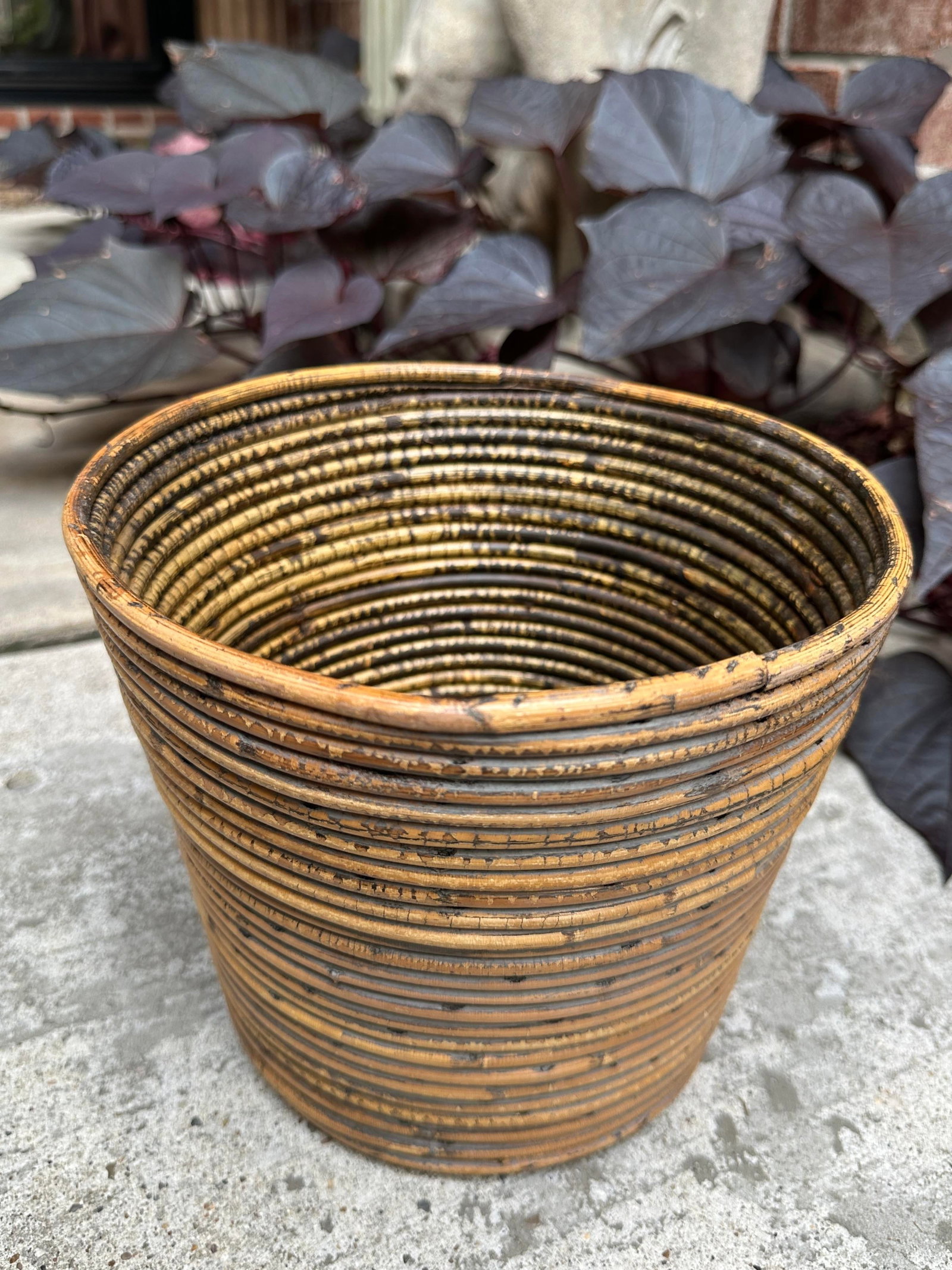 Mid Century Italian 1970s Vintage Gabriella Crespi Style Pencil Reed Planter - 4