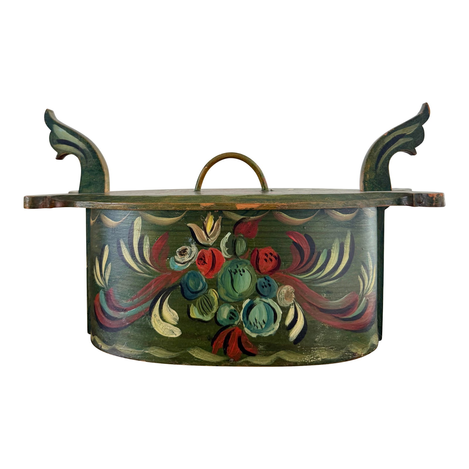 Primitive Norwegian Blue Rosemaling Tine Box (1 of 12)