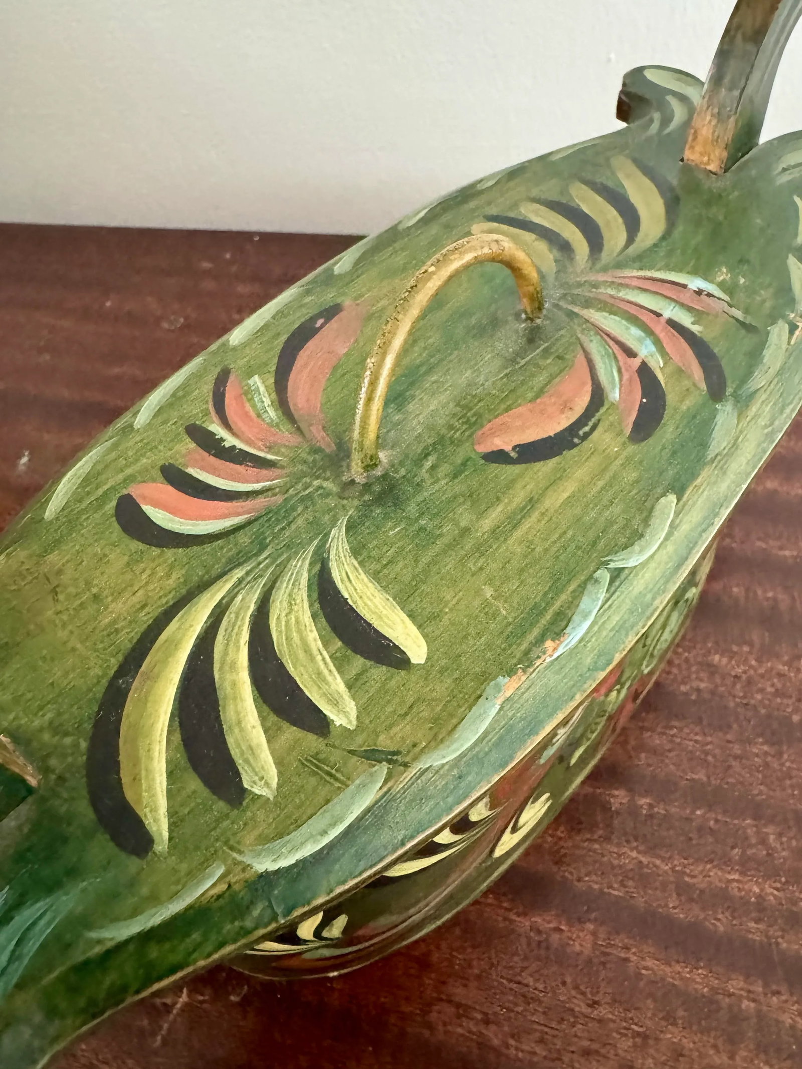 Primitive Norwegian Blue Rosemaling Tine Box - 4