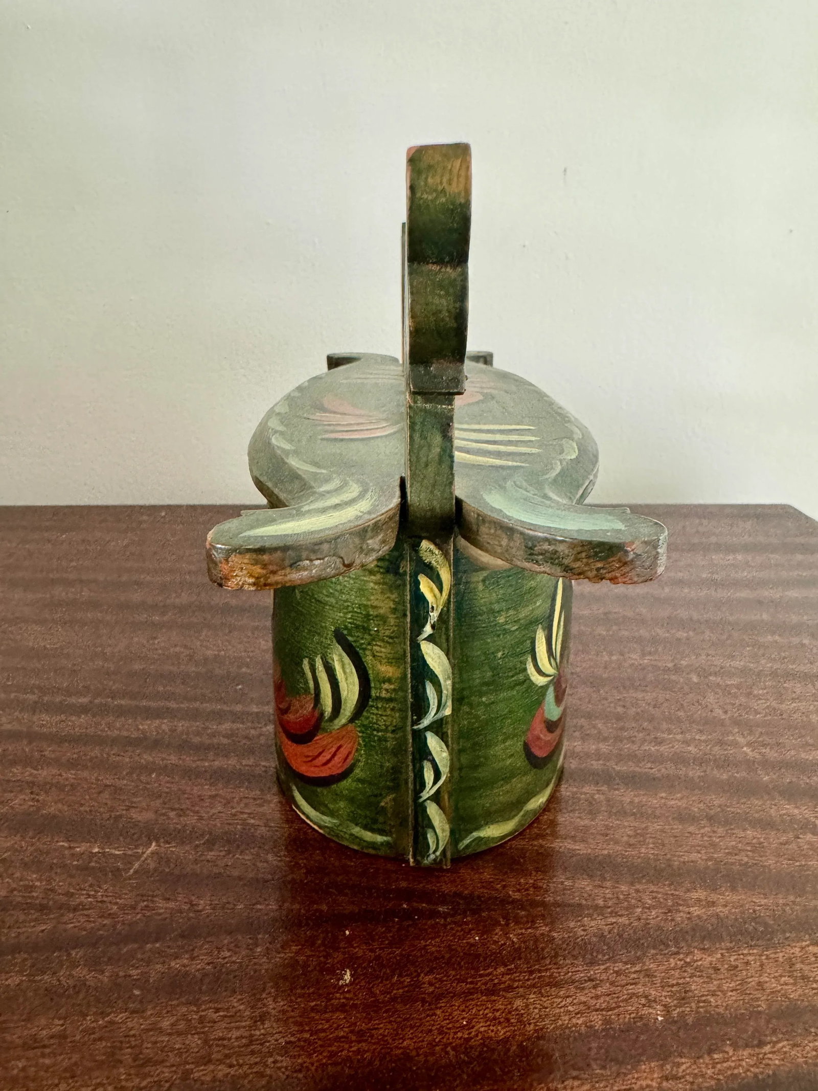 Primitive Norwegian Blue Rosemaling Tine Box - 5
