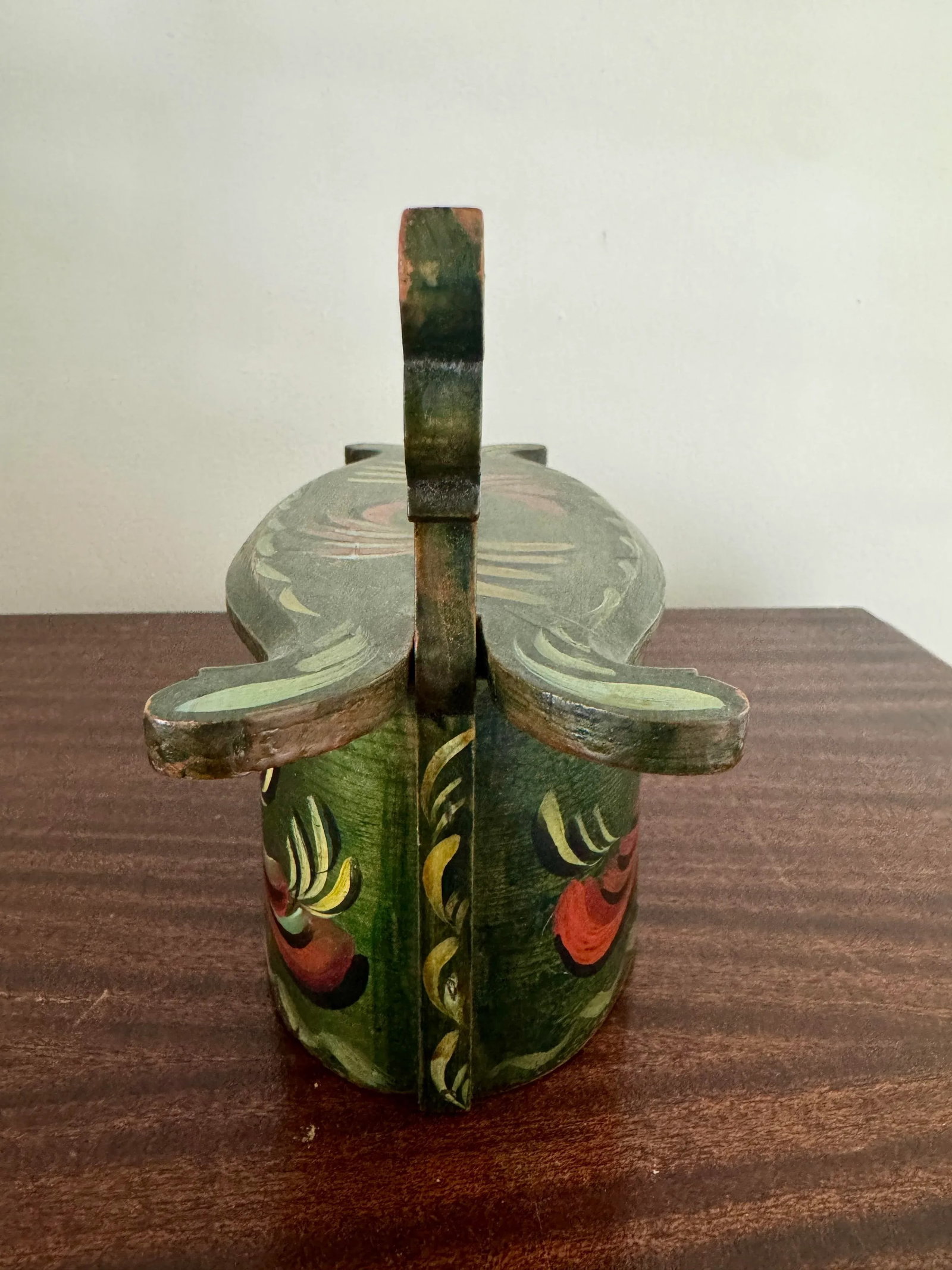 Primitive Norwegian Blue Rosemaling Tine Box - 8
