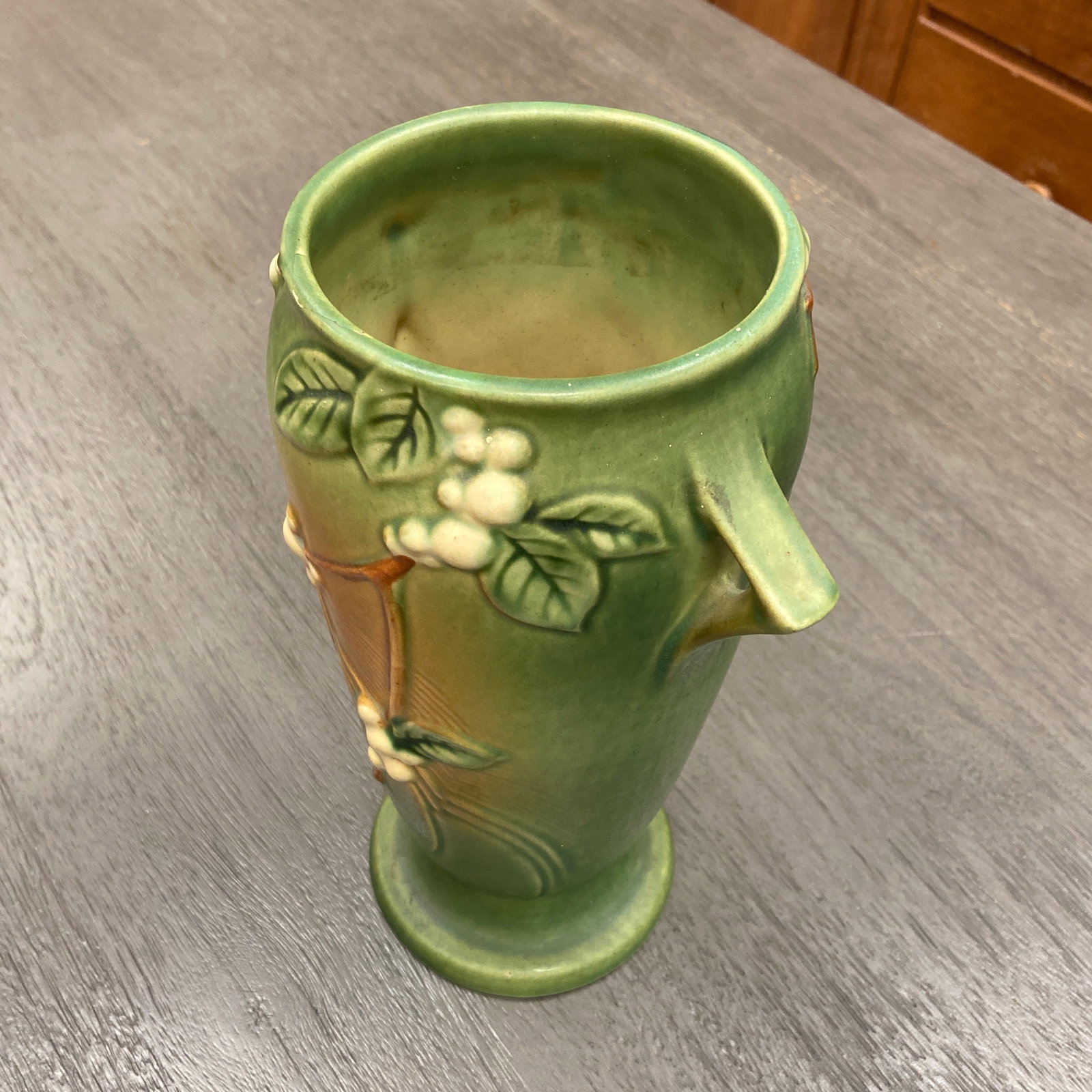 Antique Roseville Snowberry Green Vase - 2