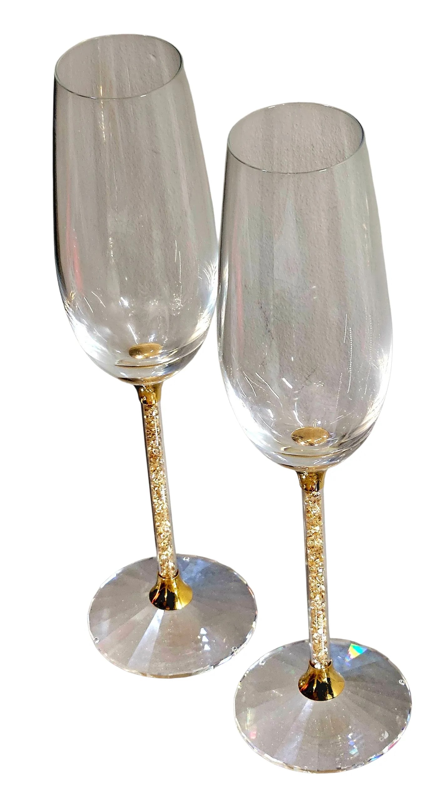 Swarovski Stemware | Set of 2 Crystalline Golden Shadow Toasting Flutes - 3