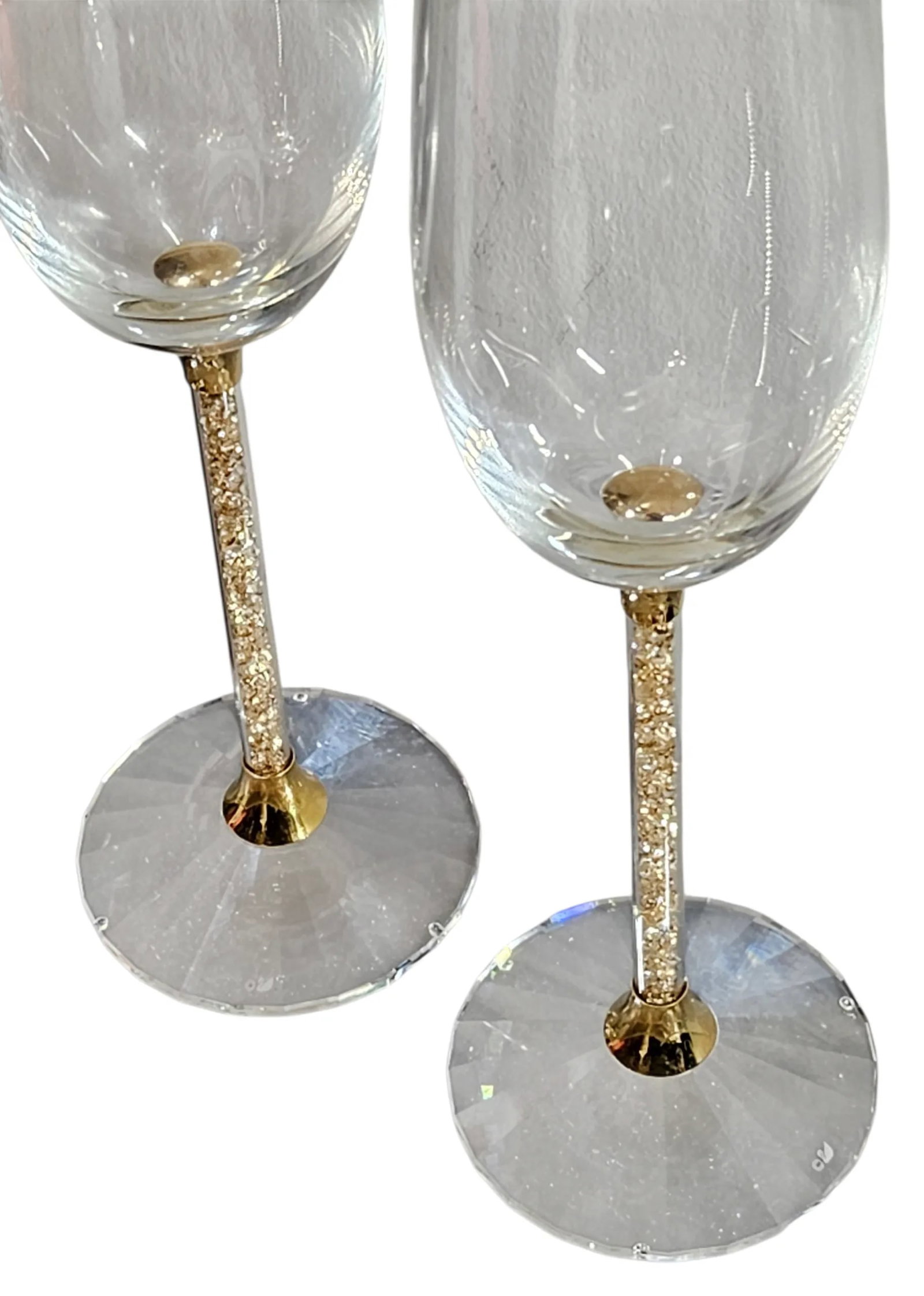 Swarovski Stemware | Set of 2 Crystalline Golden Shadow Toasting Flutes - 4