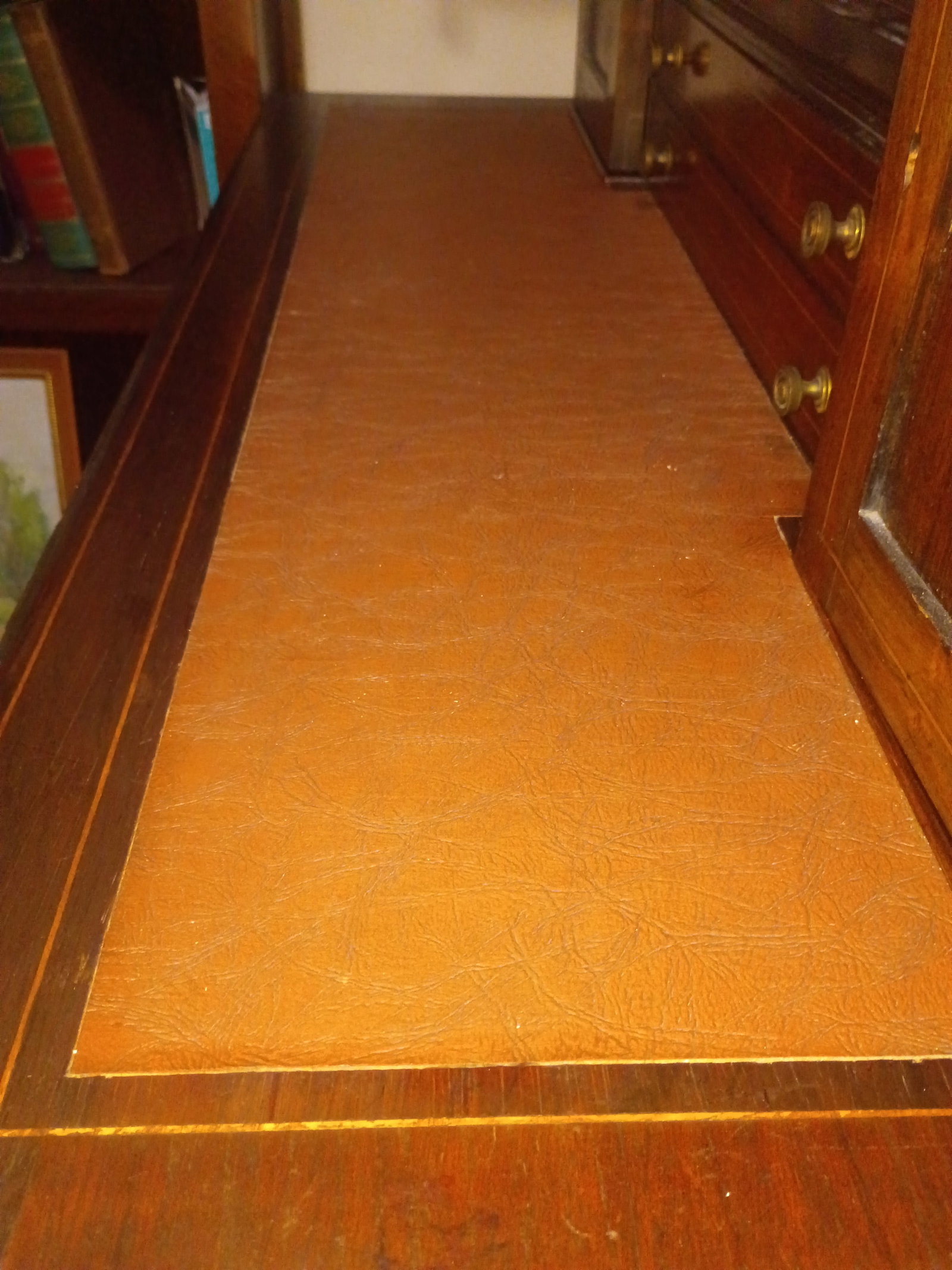 Antique Edwardian Inlaid Mahogany Bonheur Du Jour Ladies Writing Desk (c.1900) - Sheraton Revival St - 5