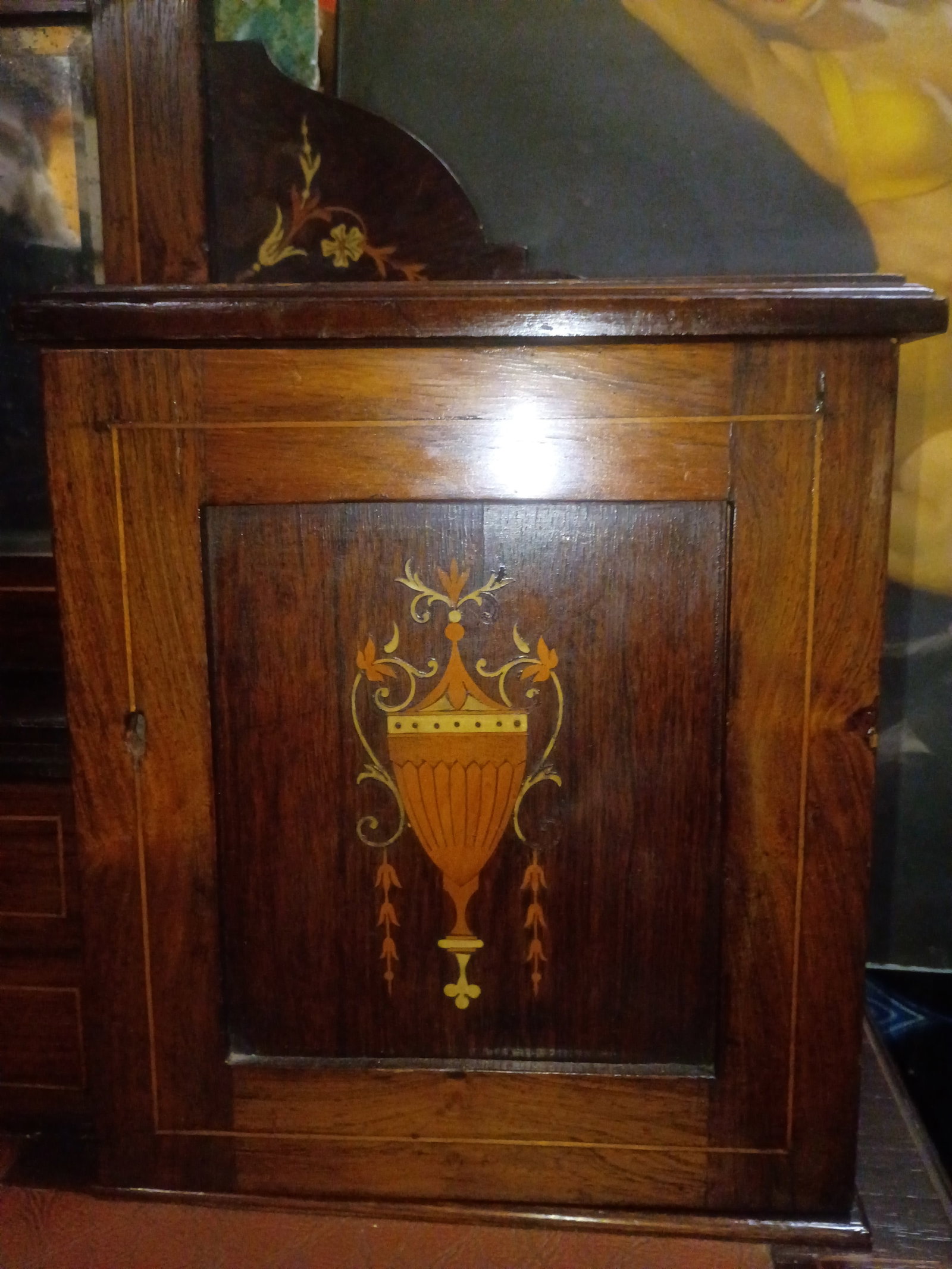 Antique Edwardian Inlaid Mahogany Bonheur Du Jour Ladies Writing Desk (c.1900) - Sheraton Revival St - 6
