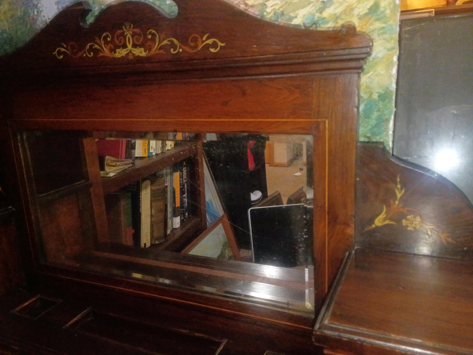 Antique Edwardian Inlaid Mahogany Bonheur Du Jour Ladies Writing Desk (c.1900) - Sheraton Revival St - 8