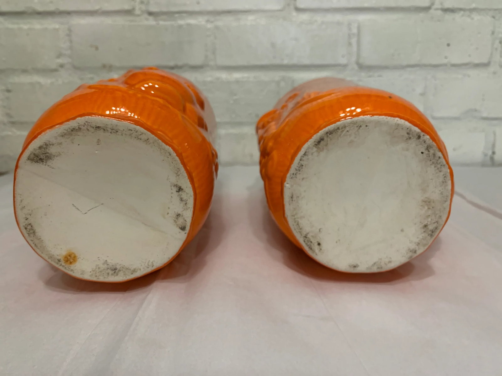 Vintage Orange Glazed Chinese Vases - A Pair - 7