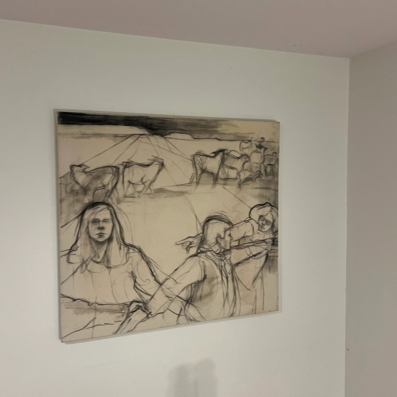 20th Century American Artist Joan King Pastel and Charcoal in Canvas Titled Passive Resistance 2 Sig - 3