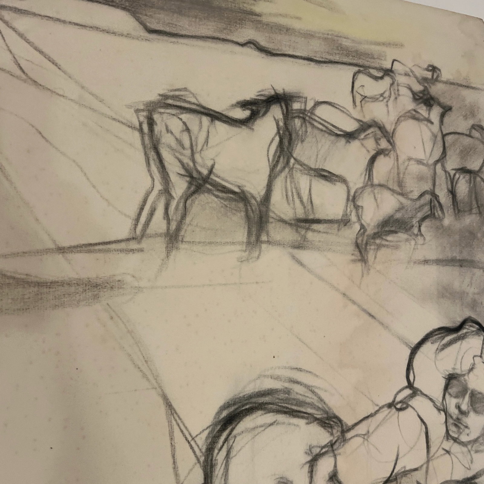 20th Century American Artist Joan King Pastel and Charcoal in Canvas Titled Passive Resistance 2 Sig - 7