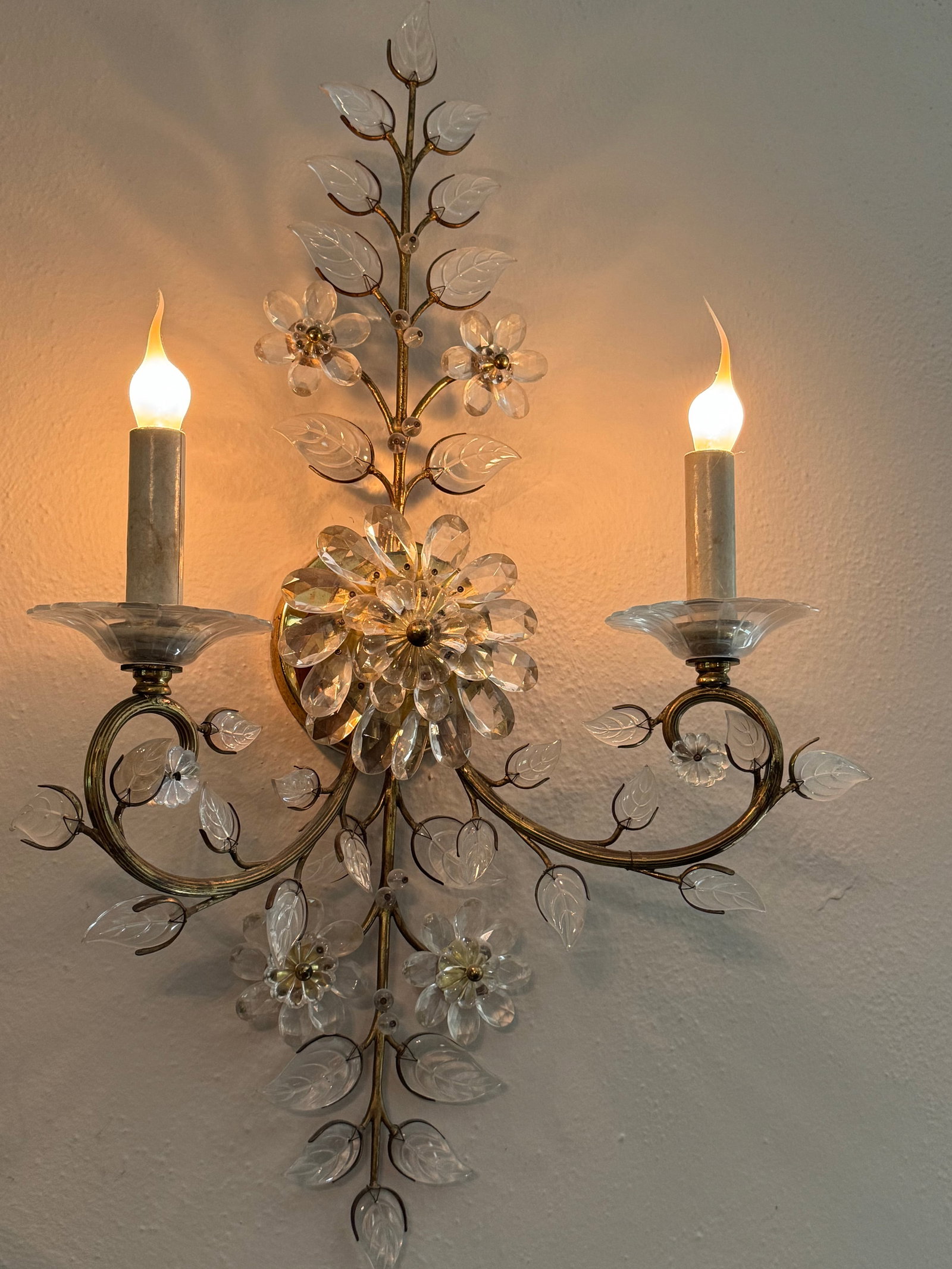 1930's Crystal and Brass Sconces (Pair) - 2