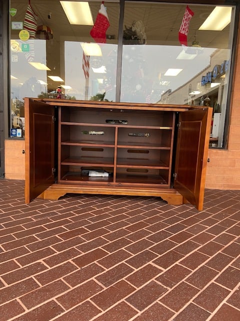 1980s Ethan Allen Entertainment Cabinet Burlwood - 2