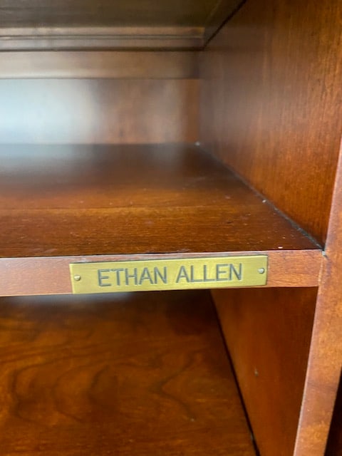 1980s Ethan Allen Entertainment Cabinet Burlwood - 7
