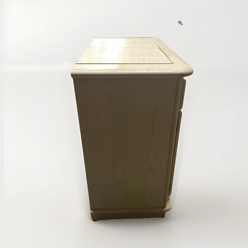 Vintage Broyhill MCM Pickled White Oakwood Flip Top Bar Cabinet or Buffet Server - 10