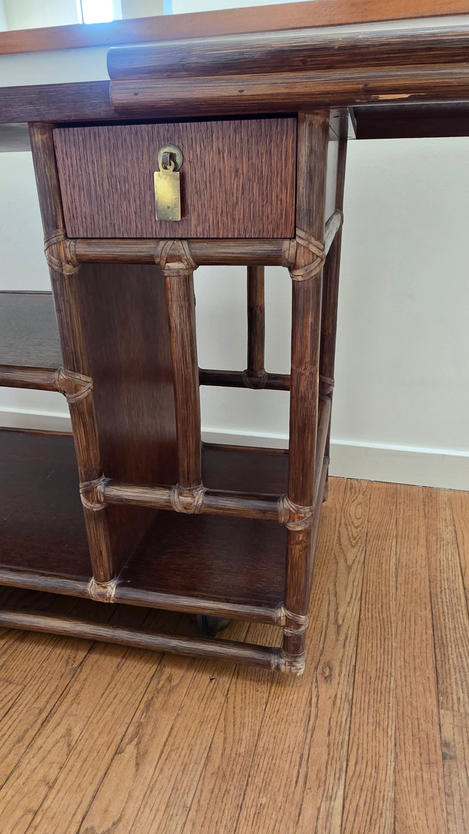 MCM 70's Era McGuire Faux Bamboo Bar Cart - 14