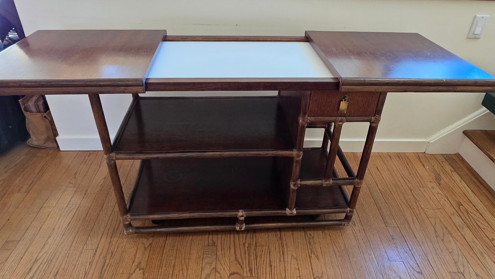 MCM 70's Era McGuire Faux Bamboo Bar Cart - 2