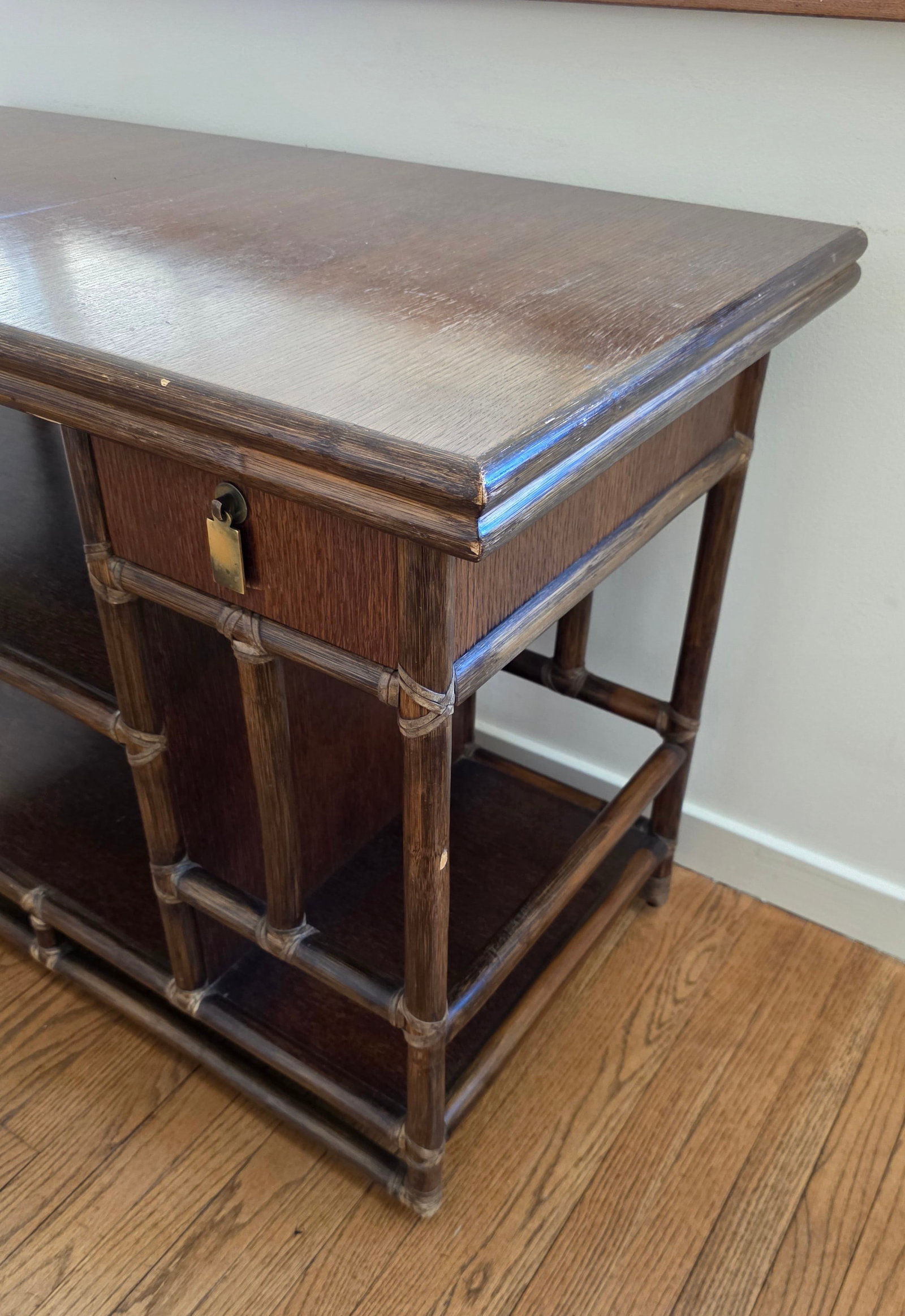 MCM 70's Era McGuire Faux Bamboo Bar Cart - 5