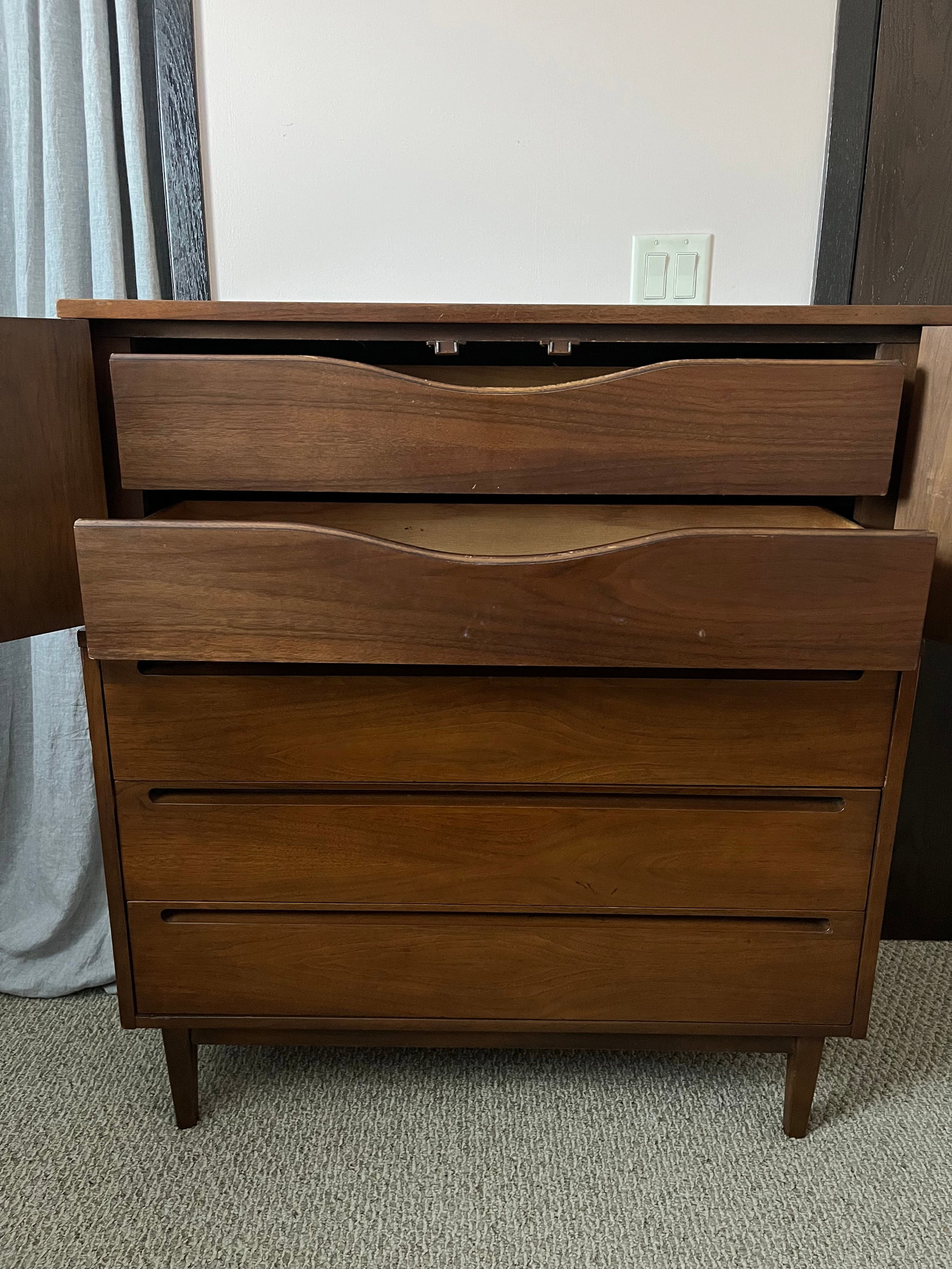 Vintage Mid-Century Modern Highboy Dresser by American of Martinsville - 7