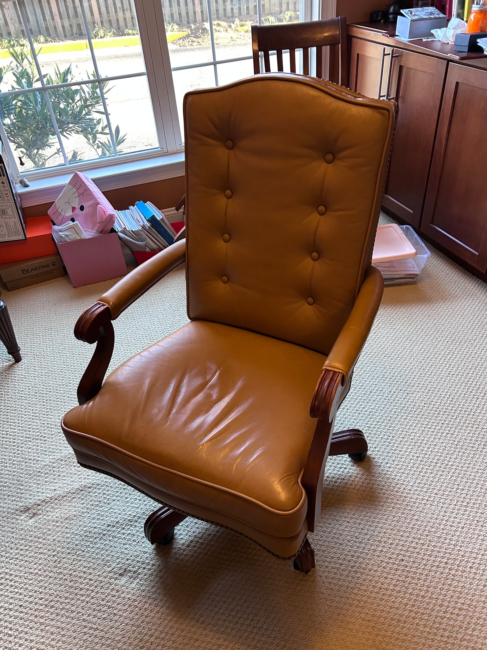 Ethan Allen Harvard Leather Desk Chair - 2