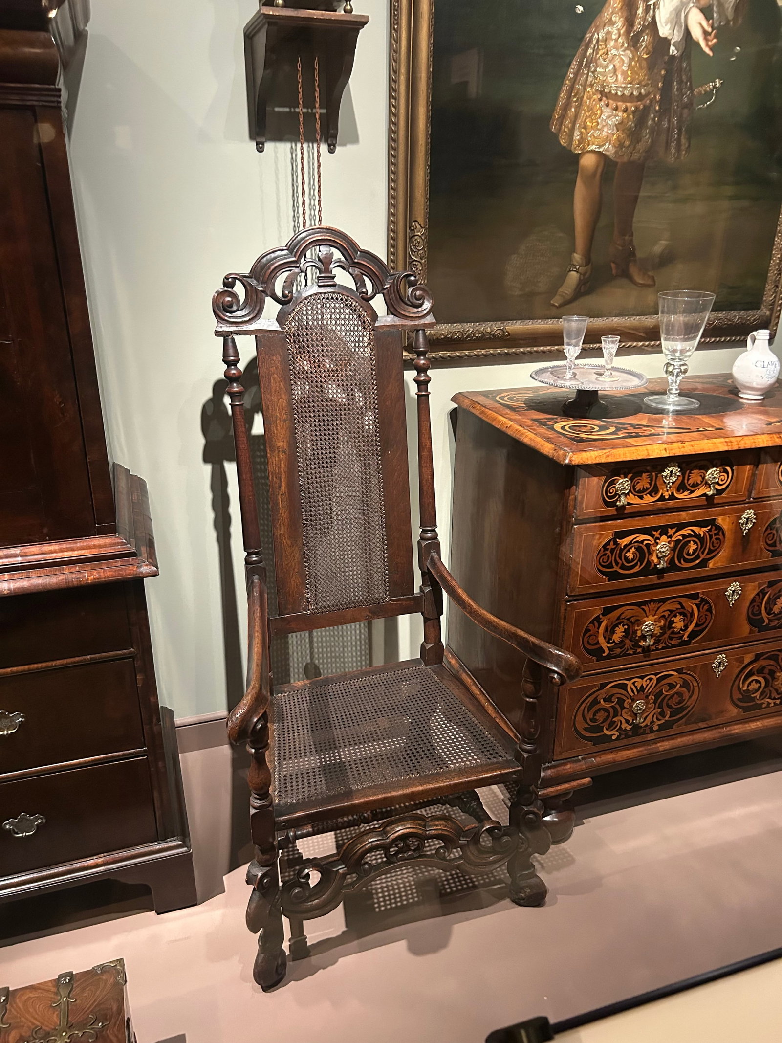 Reduced Pair Carved Oak Throne Chair Antique Hall Chairs - 13
