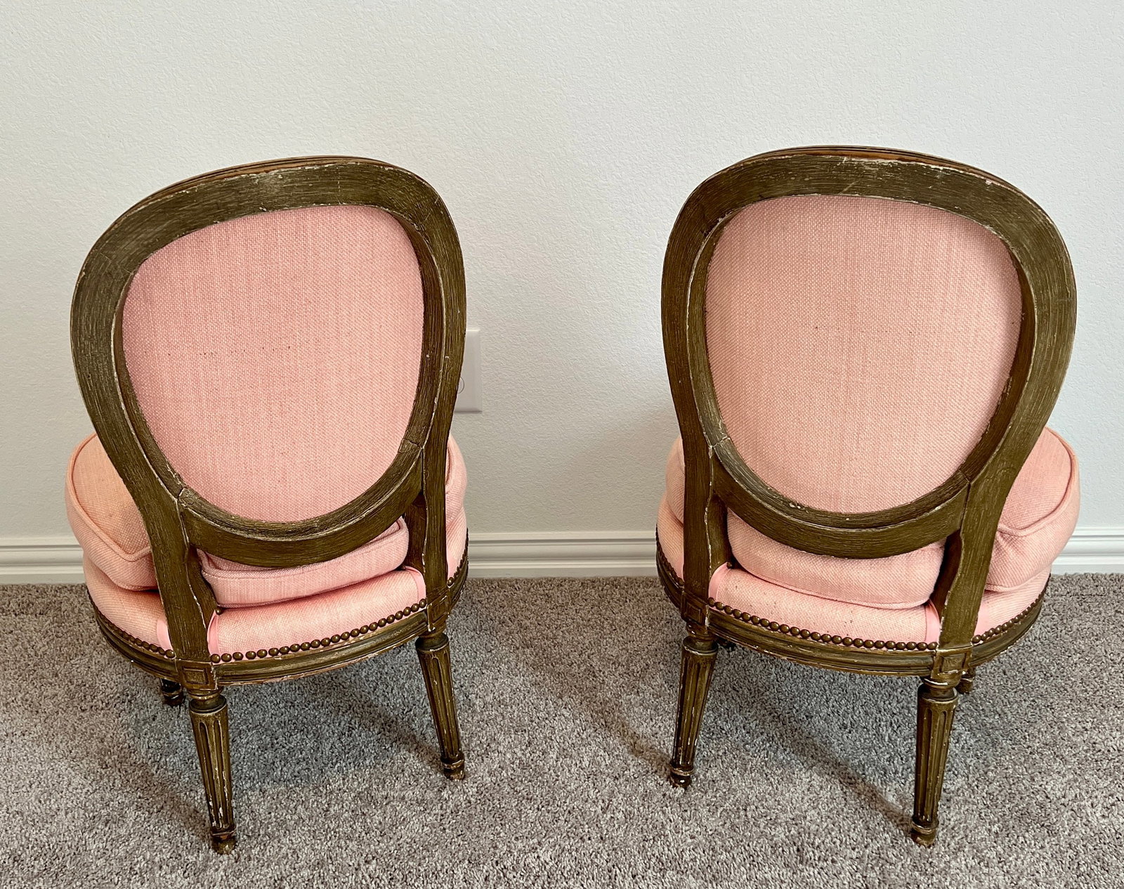Antique Pair of French Louis XVI Parcel-Gilt Petite Boudoir Slipper Chairs - 5