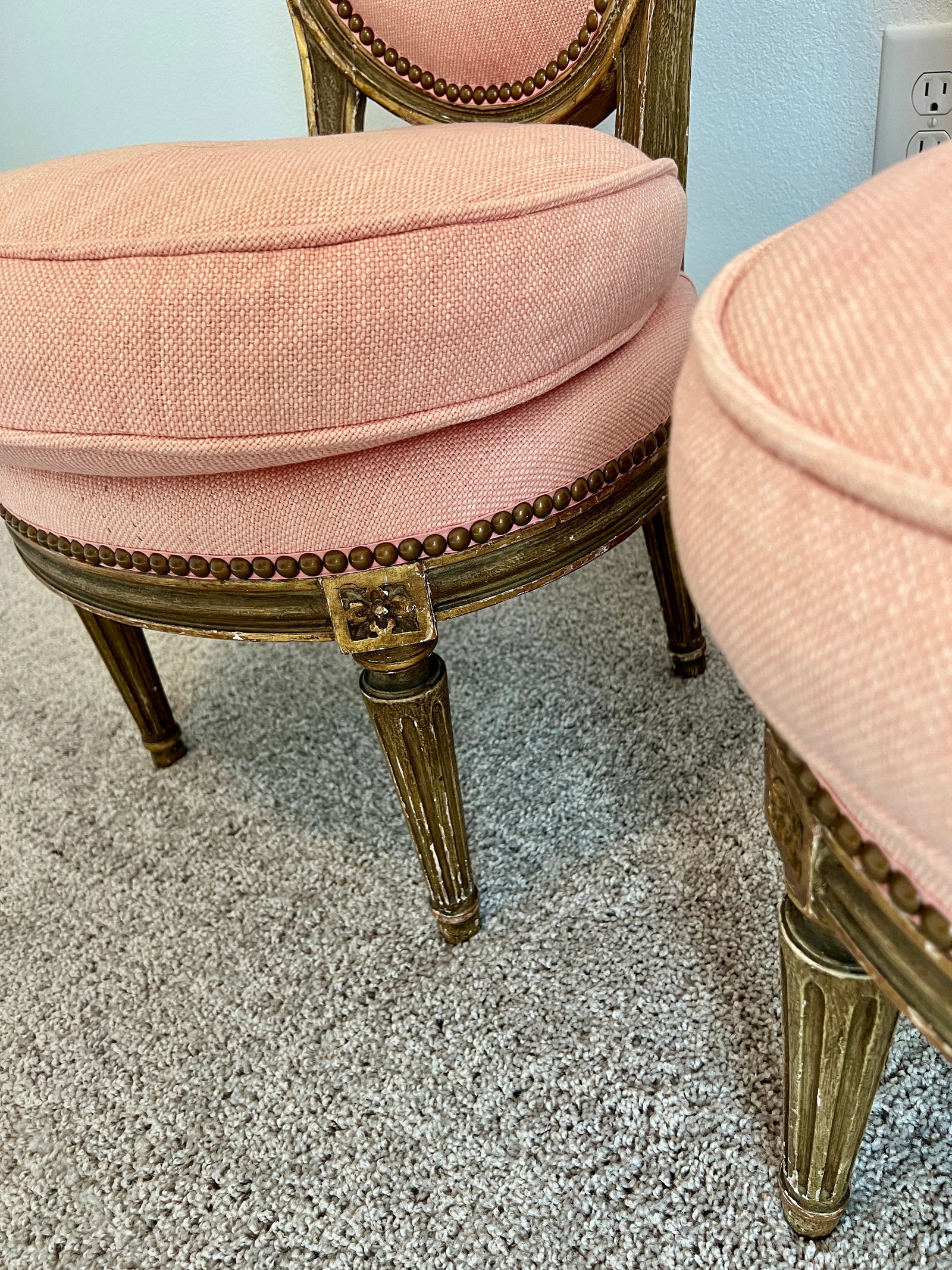 Antique Pair of French Louis XVI Parcel-Gilt Petite Boudoir Slipper Chairs - 6