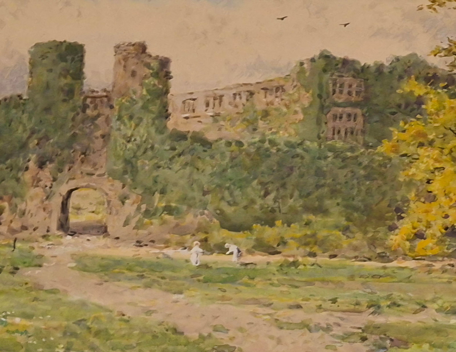 Berry Pomeroy Castle - Original Watercolor by Arthur Suker (1857-1940) - 3