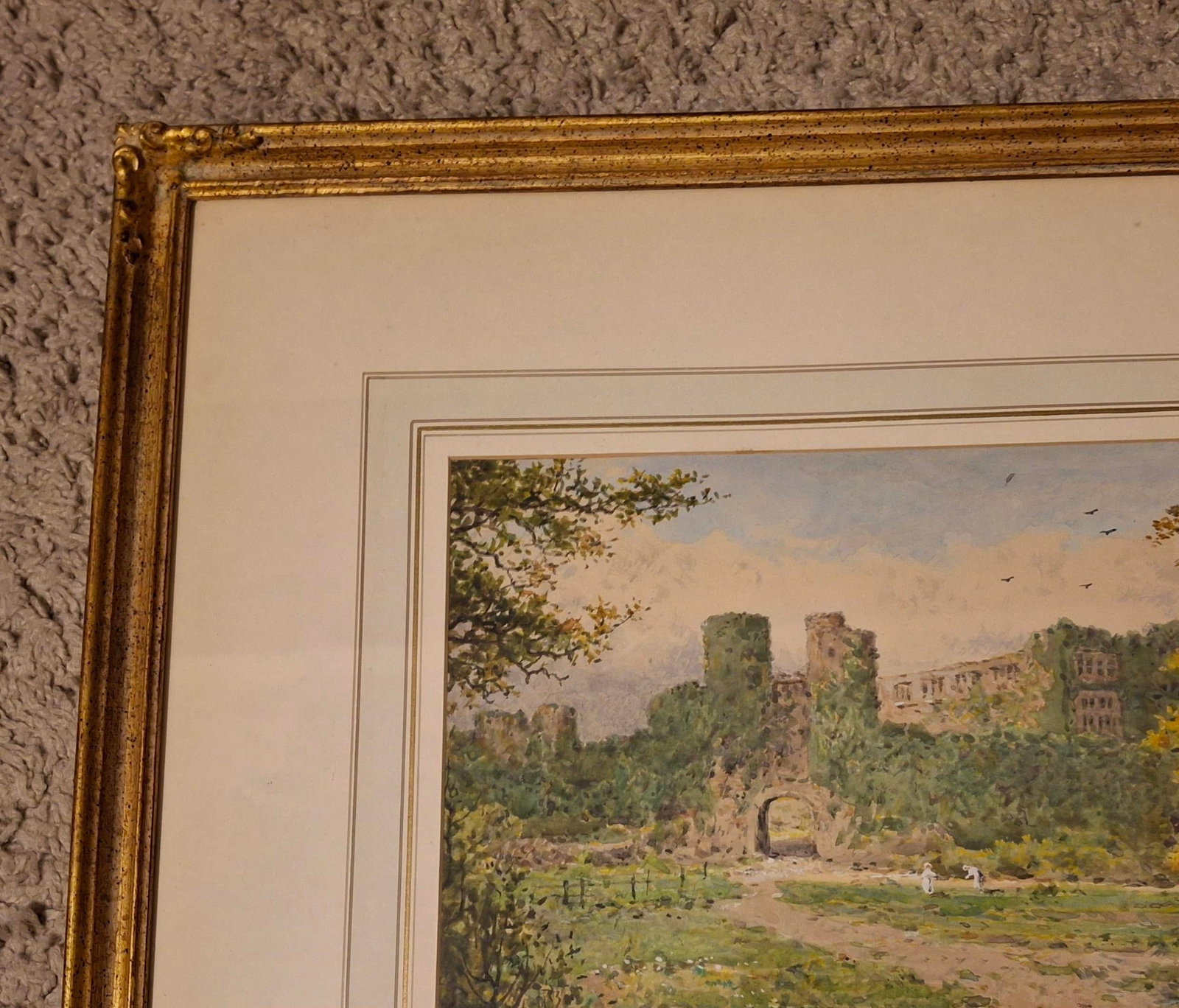 Berry Pomeroy Castle - Original Watercolor by Arthur Suker (1857-1940) - 5