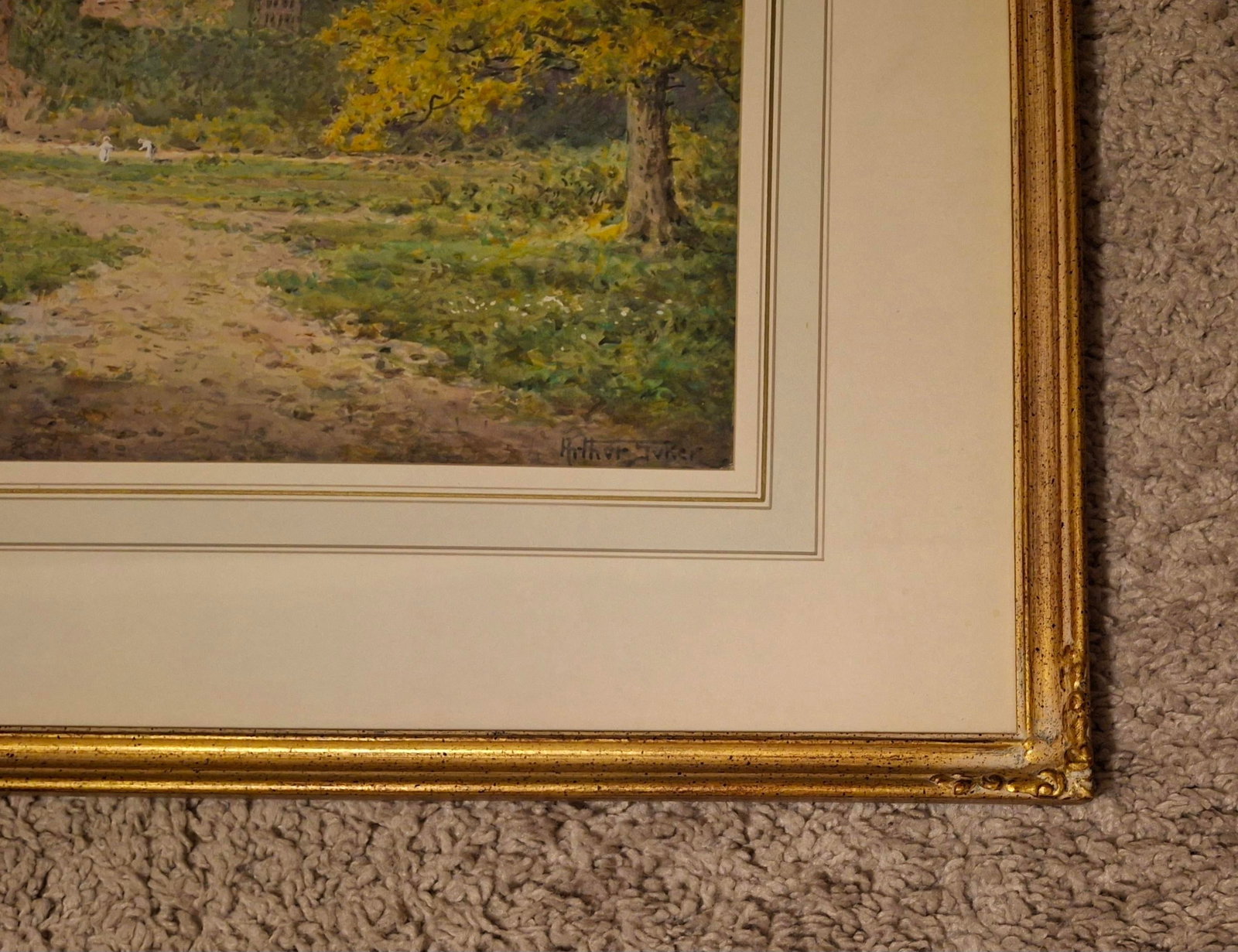 Berry Pomeroy Castle - Original Watercolor by Arthur Suker (1857-1940) - 7