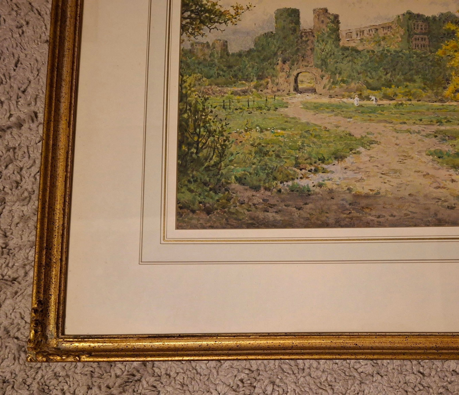 Berry Pomeroy Castle - Original Watercolor by Arthur Suker (1857-1940) - 8