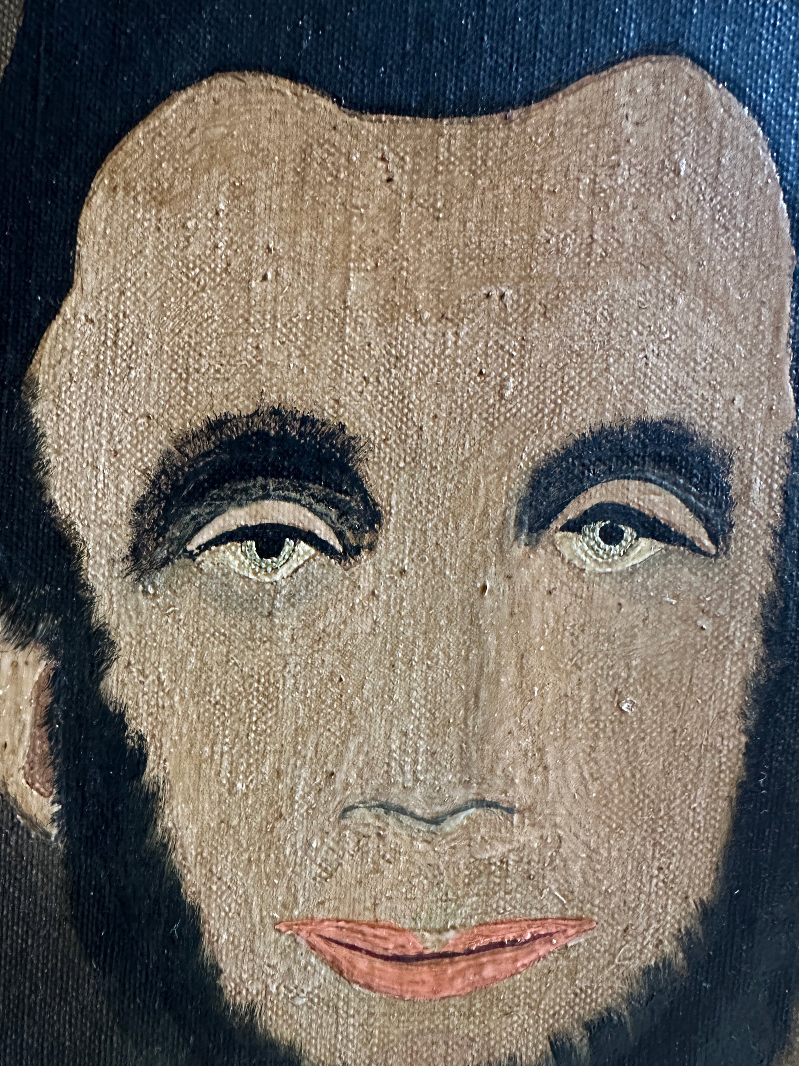 Circa 1940 American Folk Revival Portrait of Abraham Lincoln, Oil on Canvas Board - 3