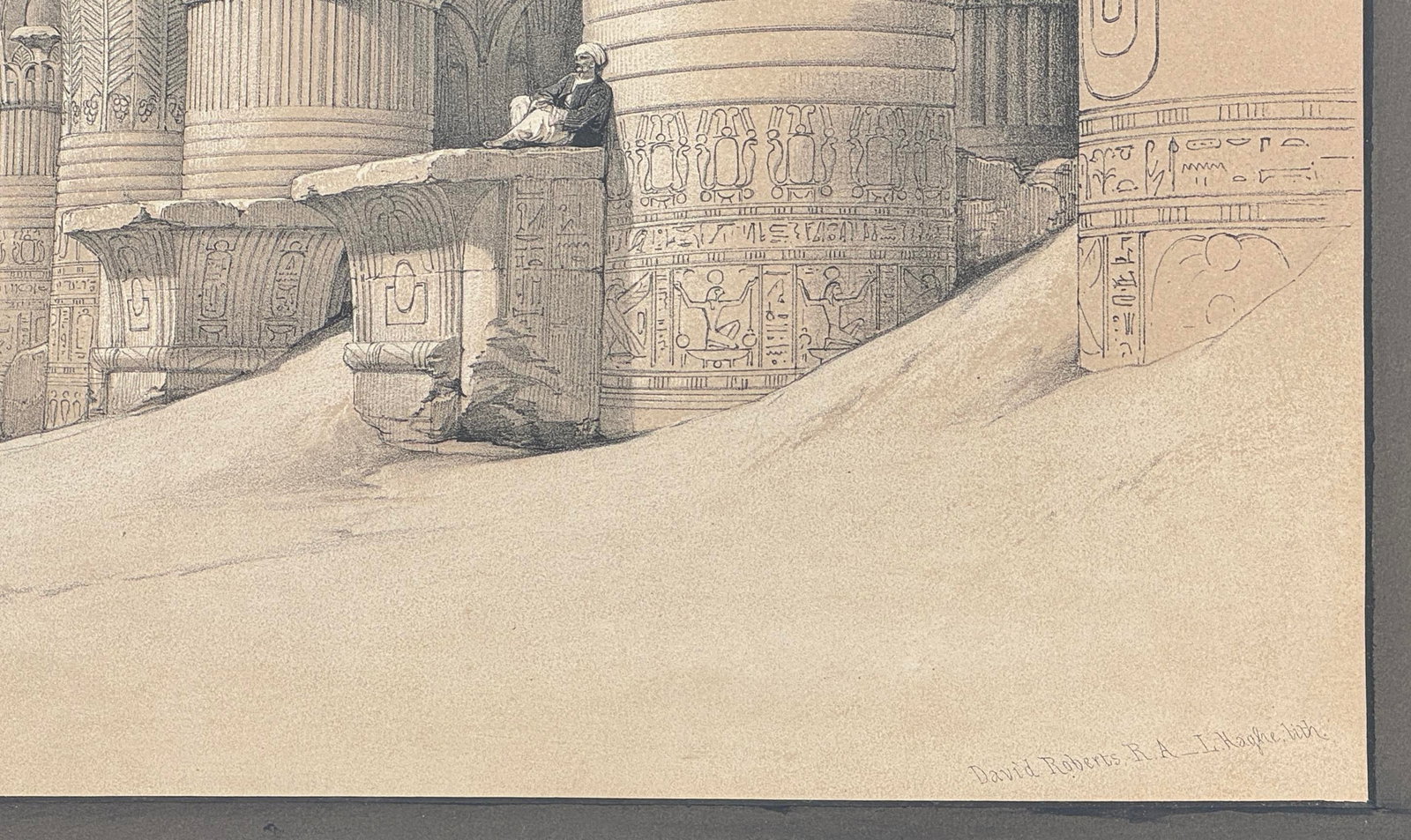 David Roberts Hand-Colored Egypt Lithograph - Temple of Edfu - 19th Century - 3