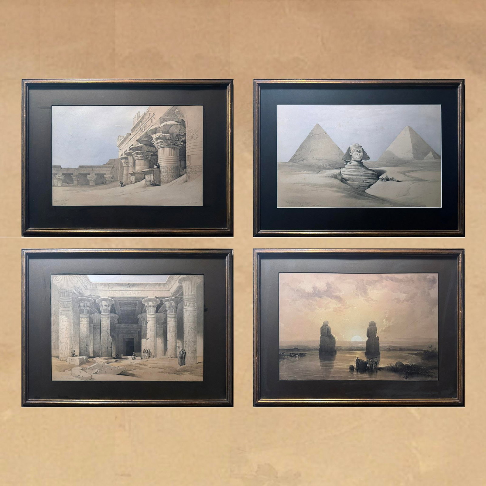 David Roberts Hand-Colored Egypt Lithograph - Temple of Edfu - 19th Century - 7