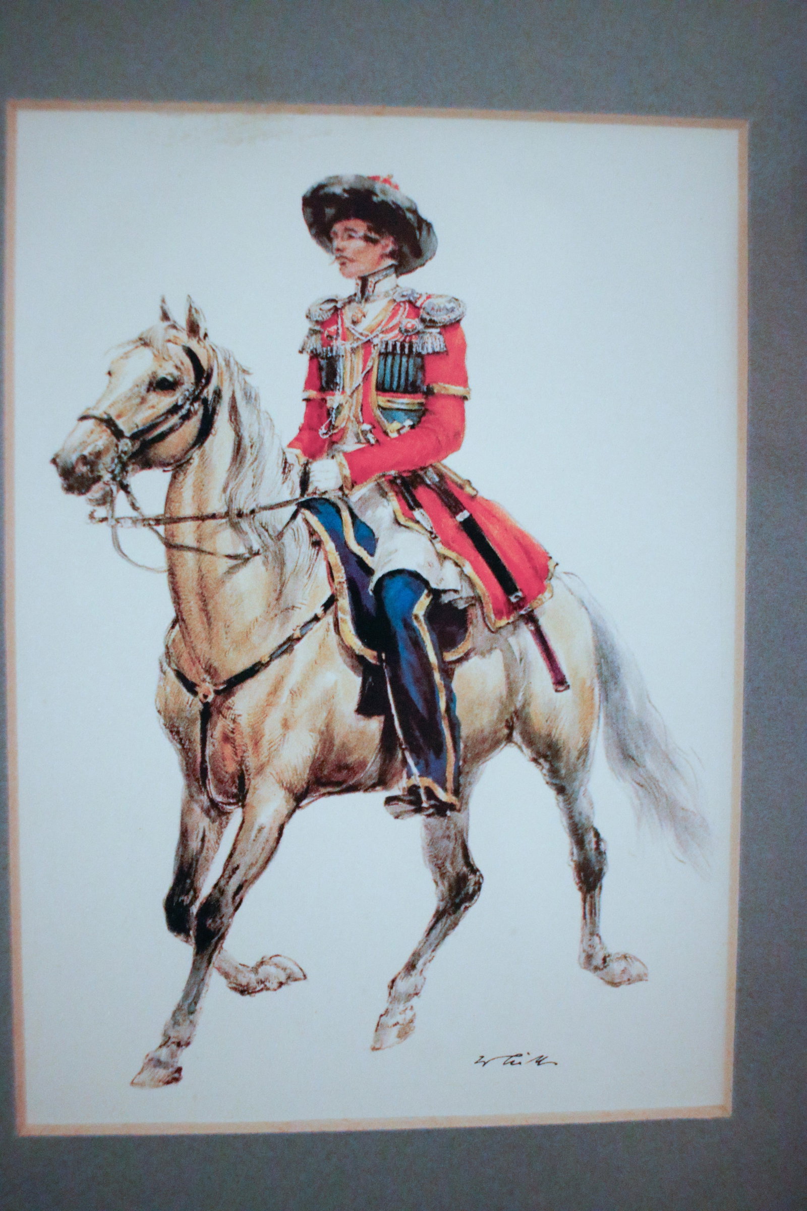 Set of Nine Framed Vintage Wolfgang Tritt Lithographs Depicting 18th C. Military Uniforms - 5