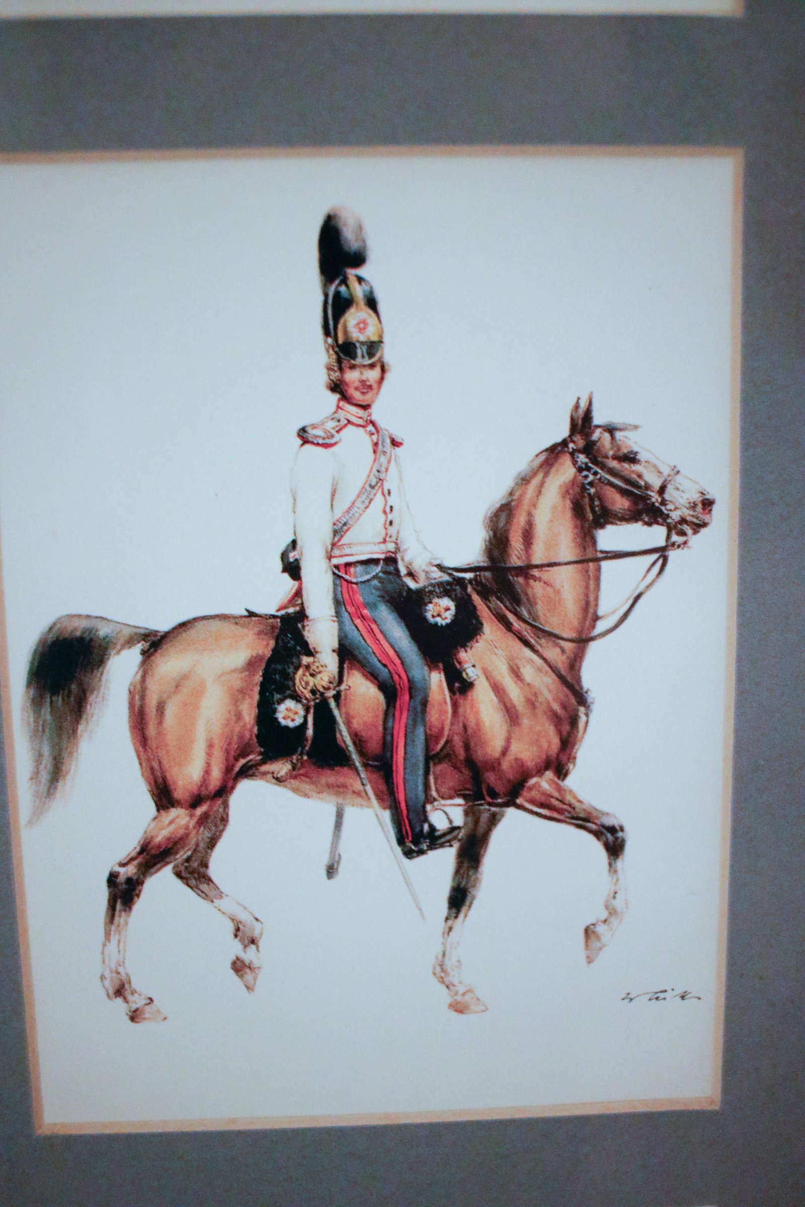 Set of Nine Framed Vintage Wolfgang Tritt Lithographs Depicting 18th C. Military Uniforms - 6